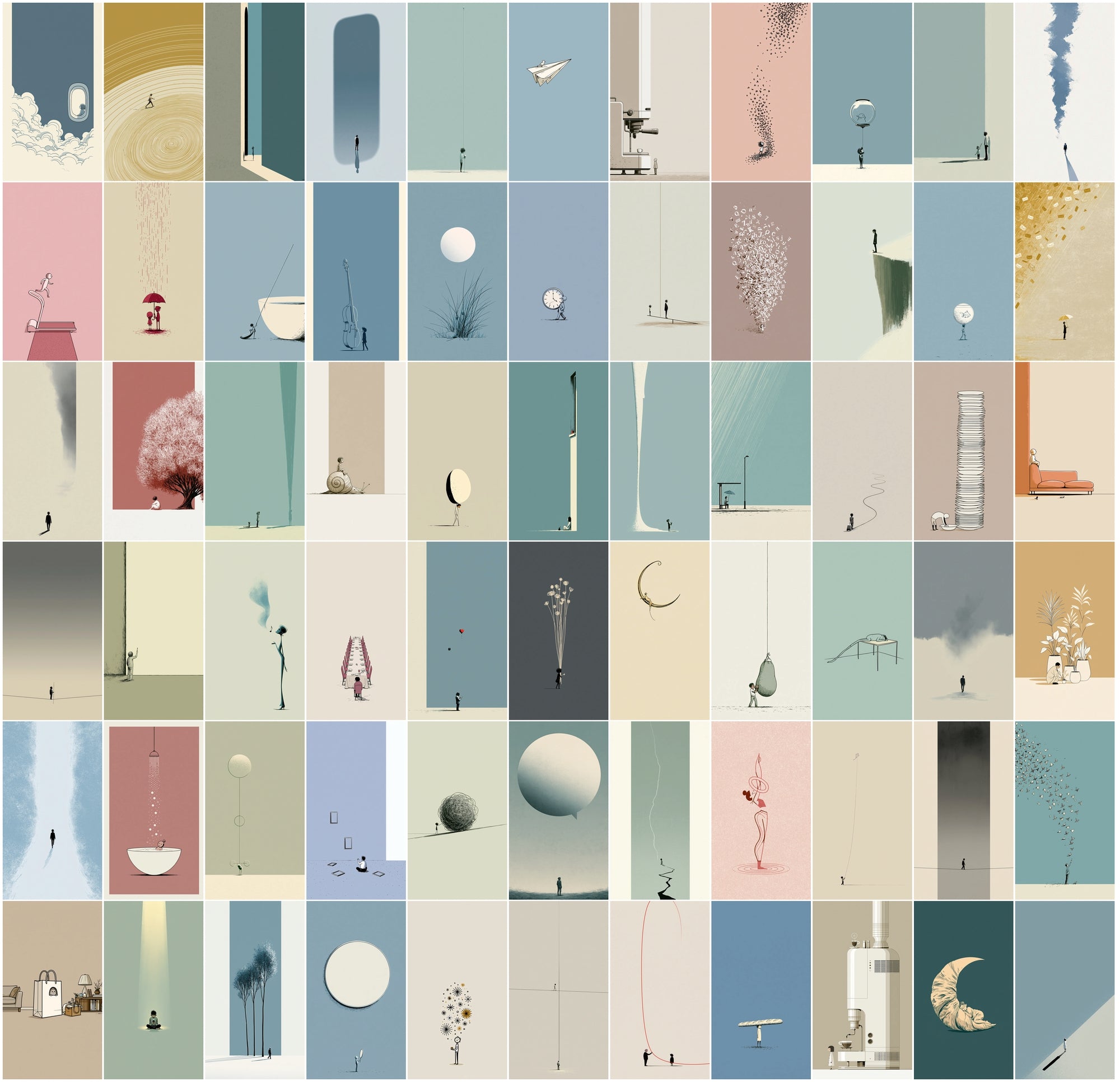 630 Minimalist Line Art Illustrations | Editorial Vertical Wall Art Bundle