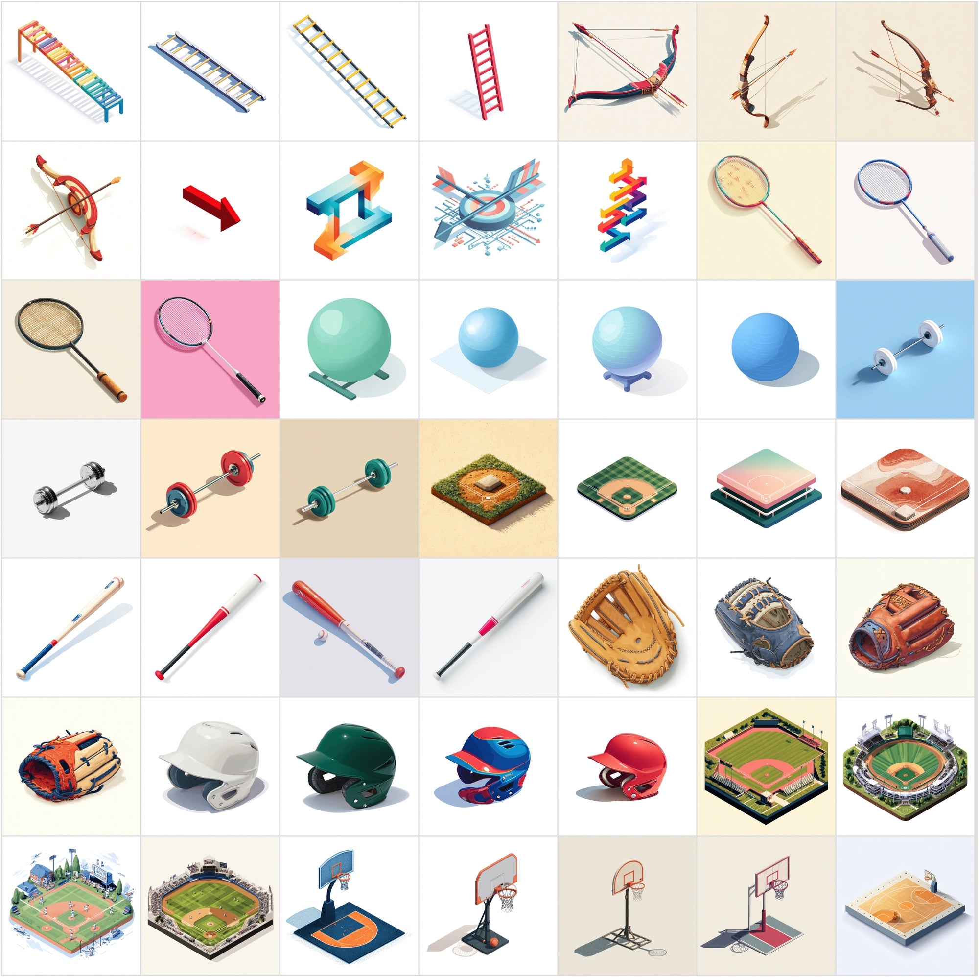 400 Isometric Sports & Fitness Illustrations
