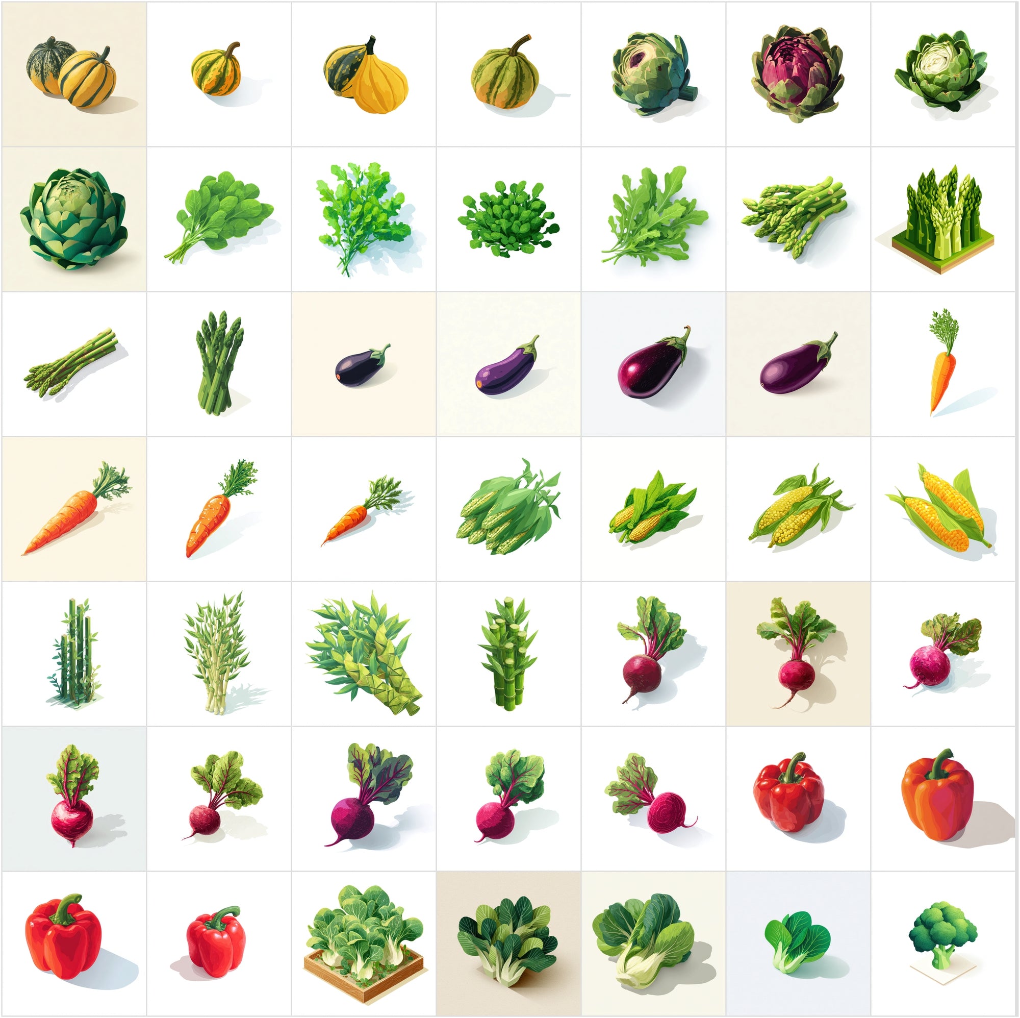399 Isometric Vegetable Illustrations