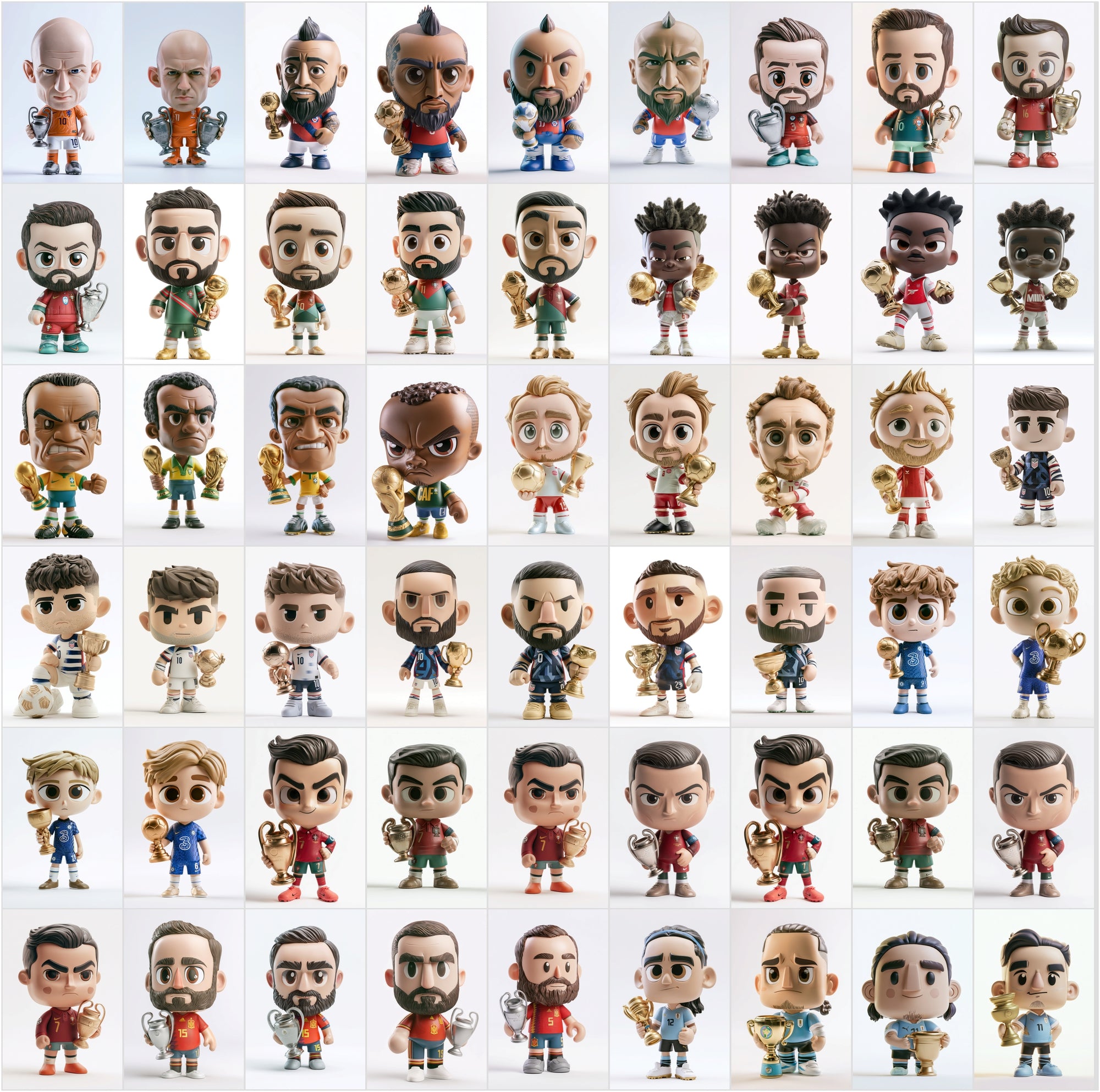 680 Football Vinyl Figure Clipart Bundle, Soccer Player Collectible Toy Art