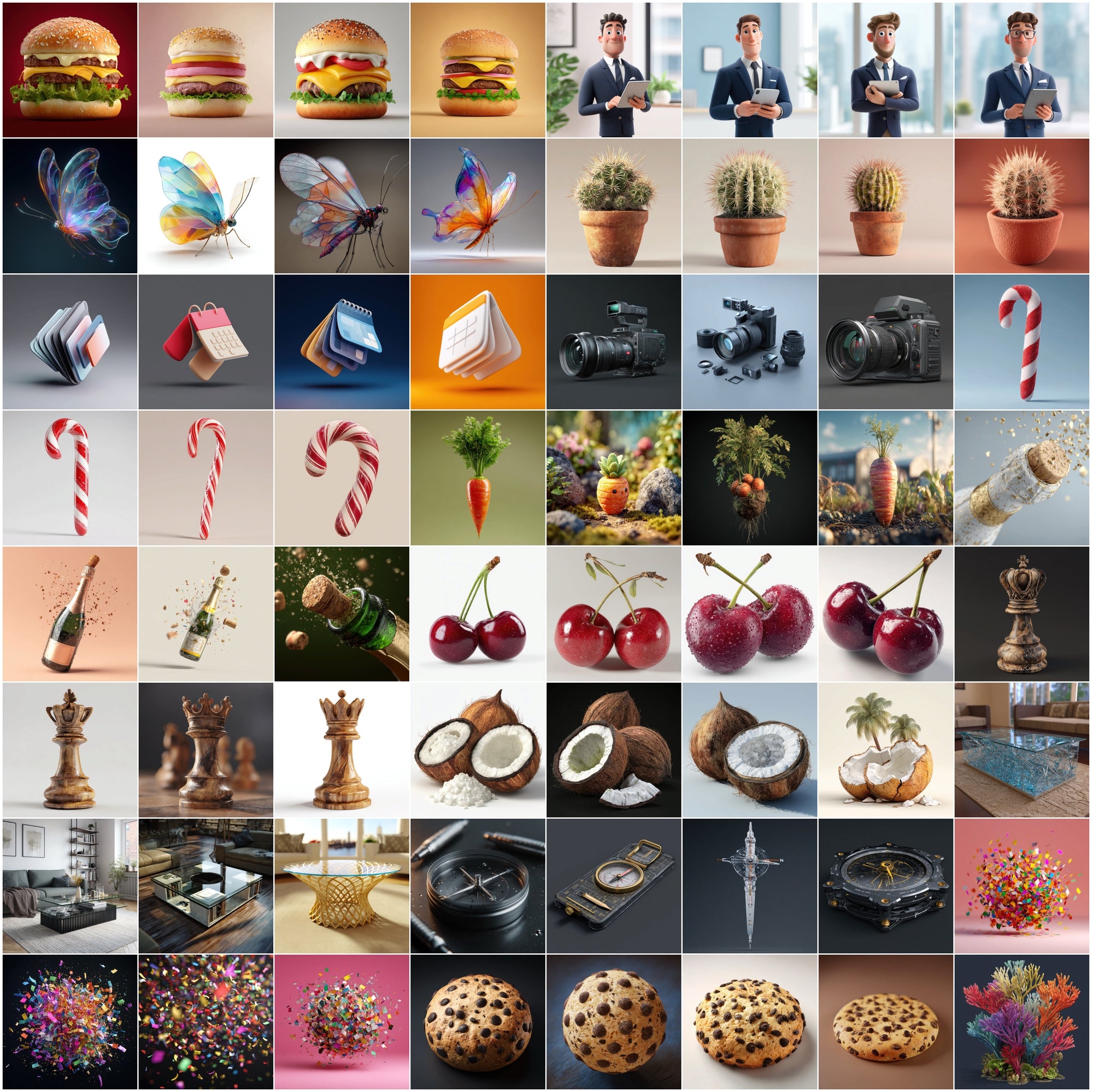 625 3D Clipart Images Bundle — Objects, Characters, Food, Nature and More — 4000x4000 JPG Digital Download