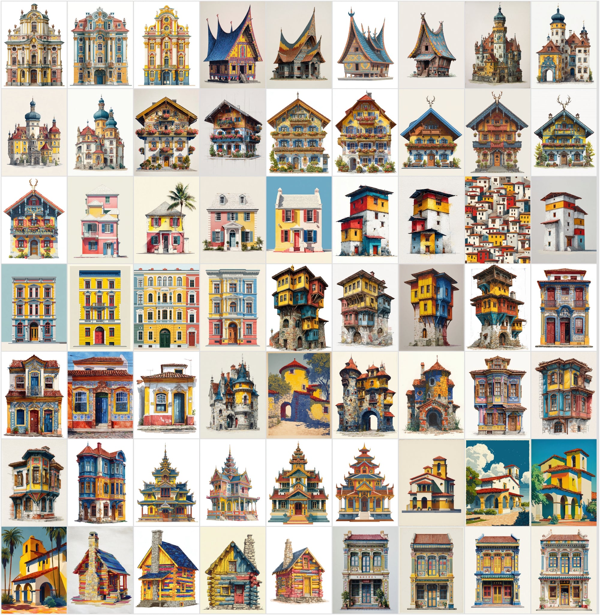 598 HOUSES From Every Corner of the World Clipart Bundle
