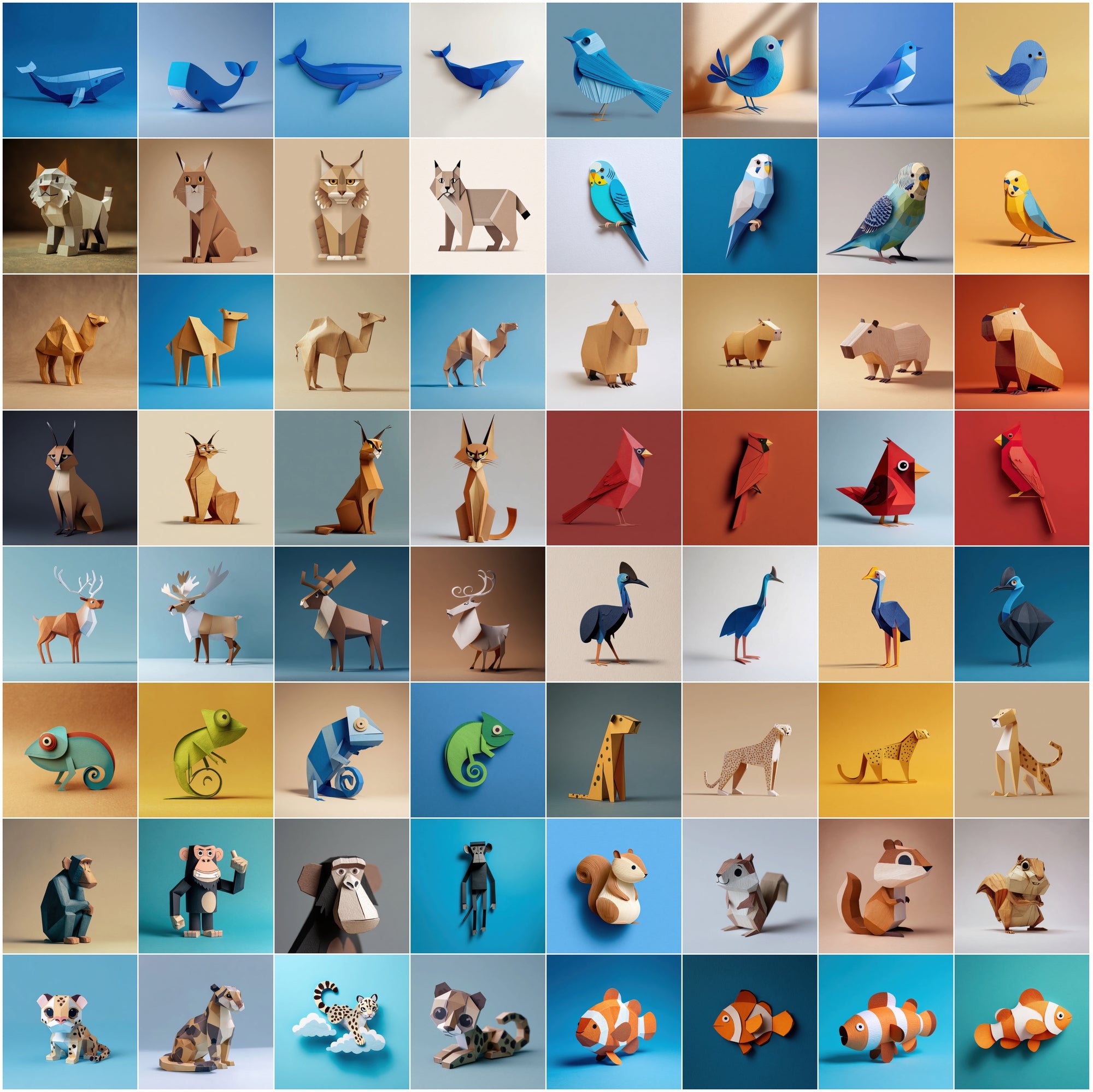 635 Paper Animal Clipart Bundle | Cartoon Minimalist Art