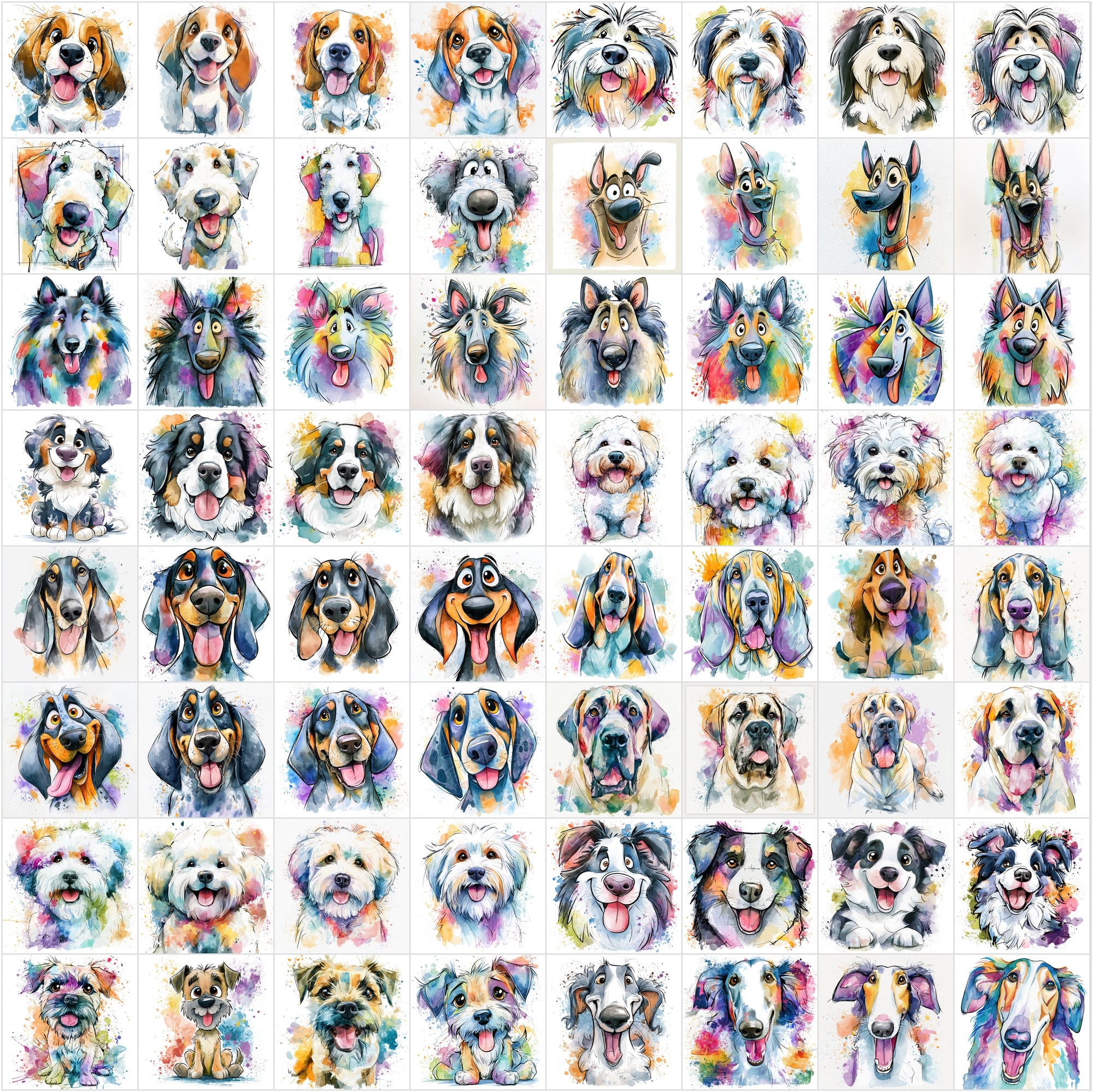650 Dog Clipart Images – Cute Dog Breeds JPG Bundle with Commercial License