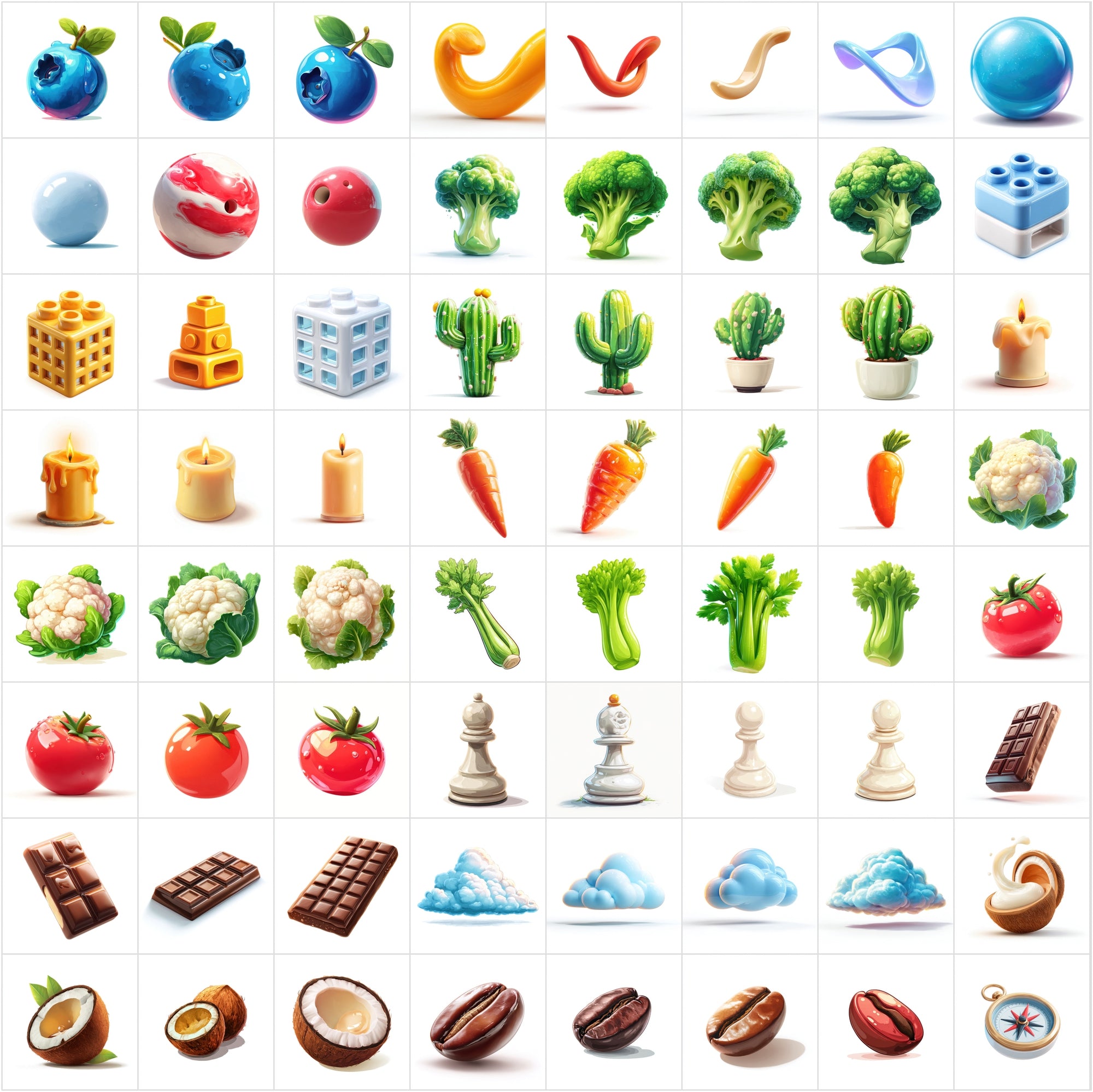 Cartoon Icon Clipart Bundle – 630 Cute JPG Icons for Crafts, POD, Stickers & Digital Designs