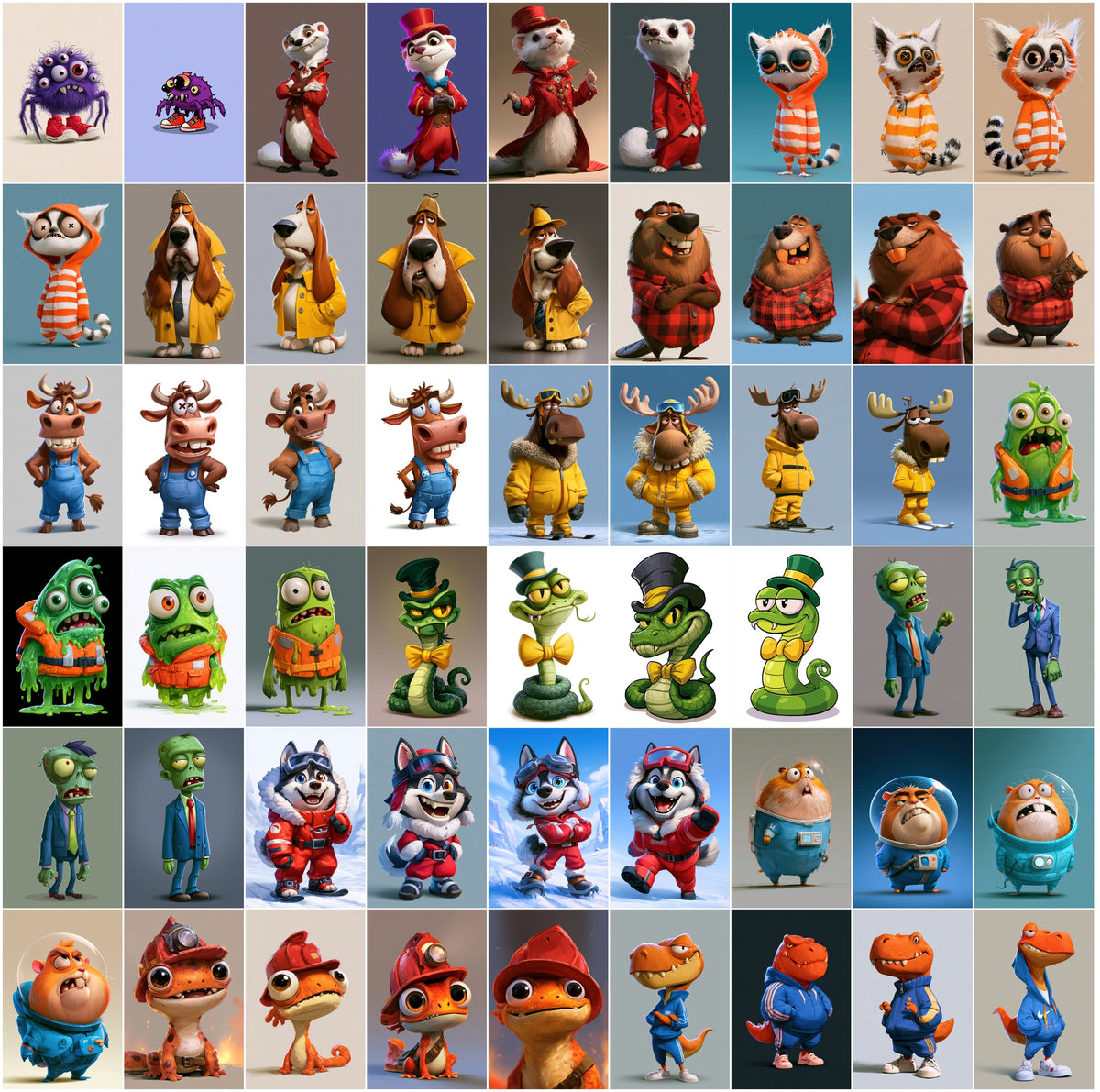 620 Cartoon Mascot Characters Bundle – Funny 2D Game Art Animals & Monsters