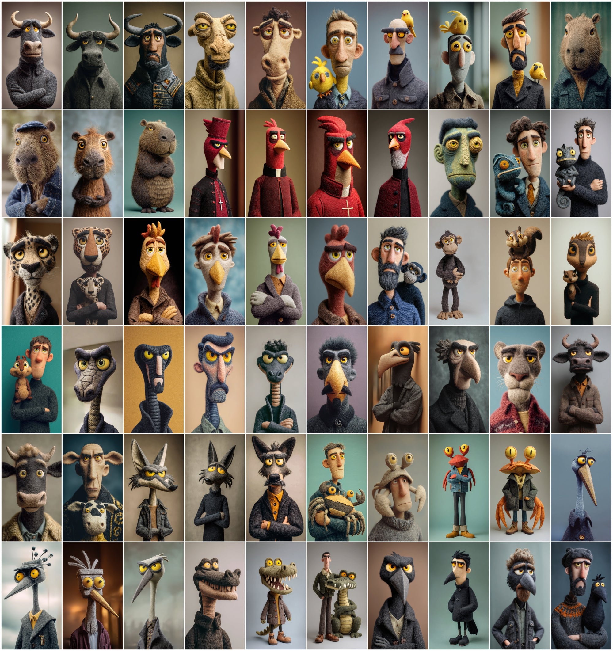 530 Felt Style Animal Portrait Images Bundle