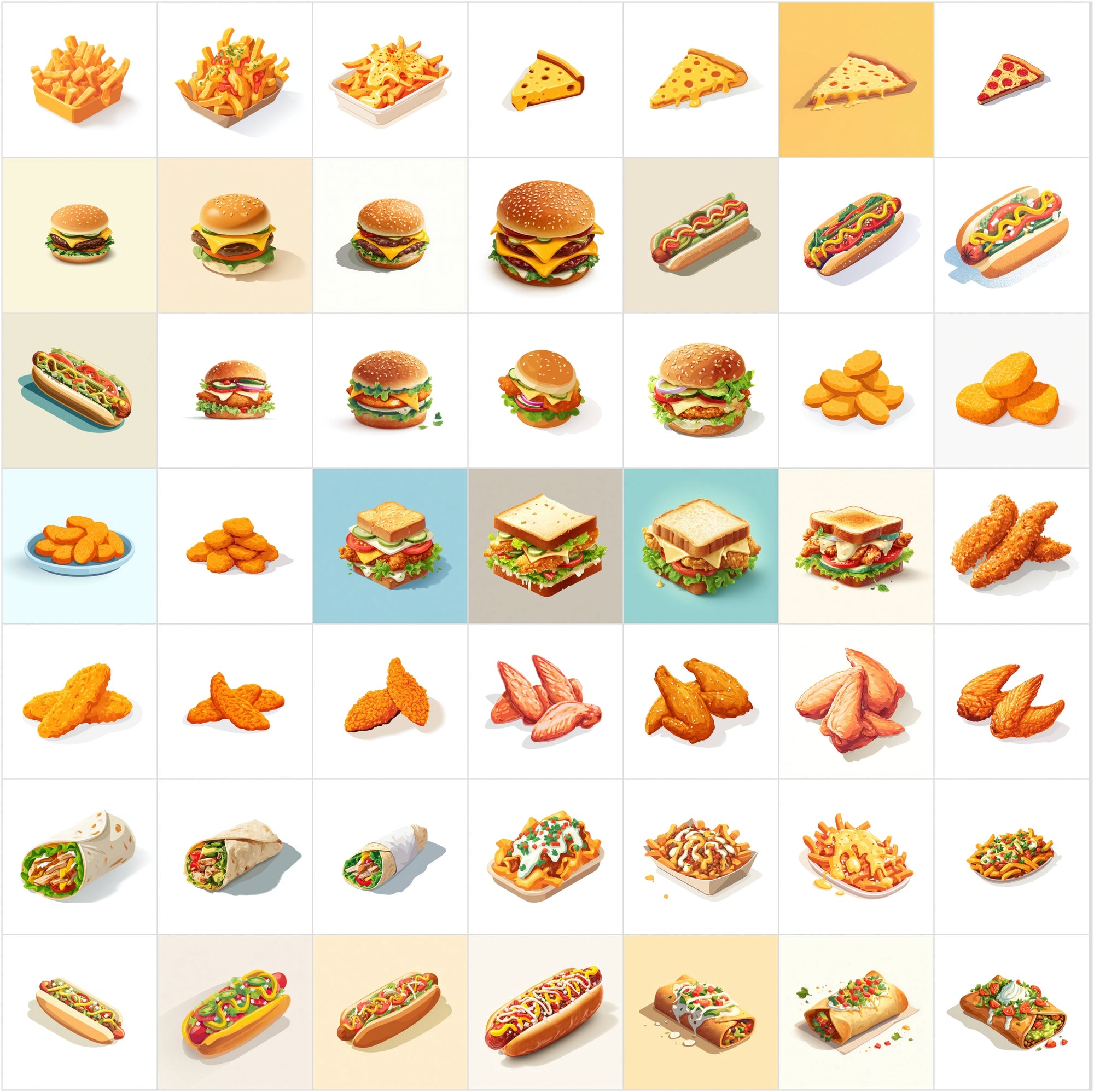 423 Isometric Fast Food Illustrations