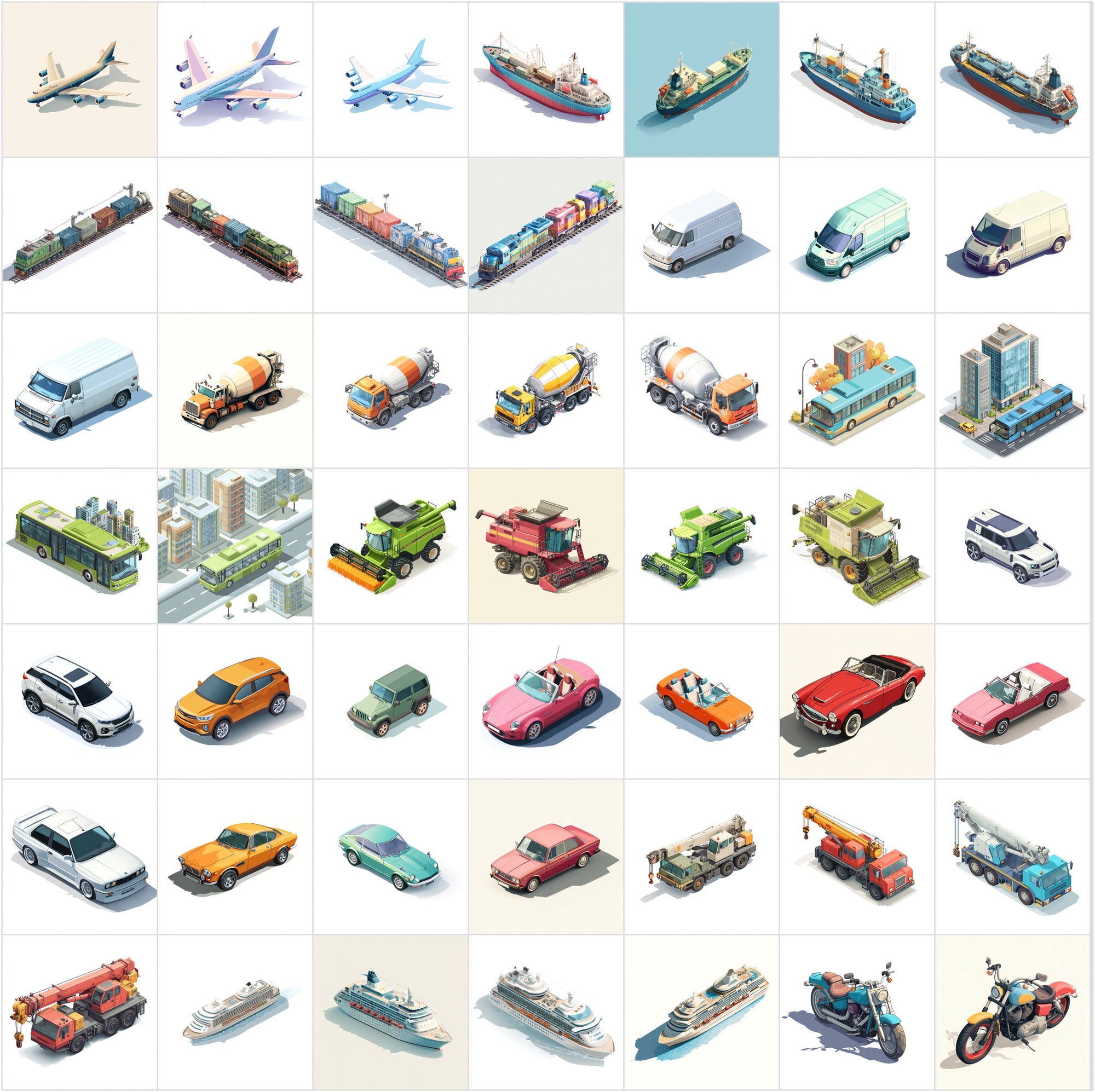 435 Isometric Vehicle Illustrations