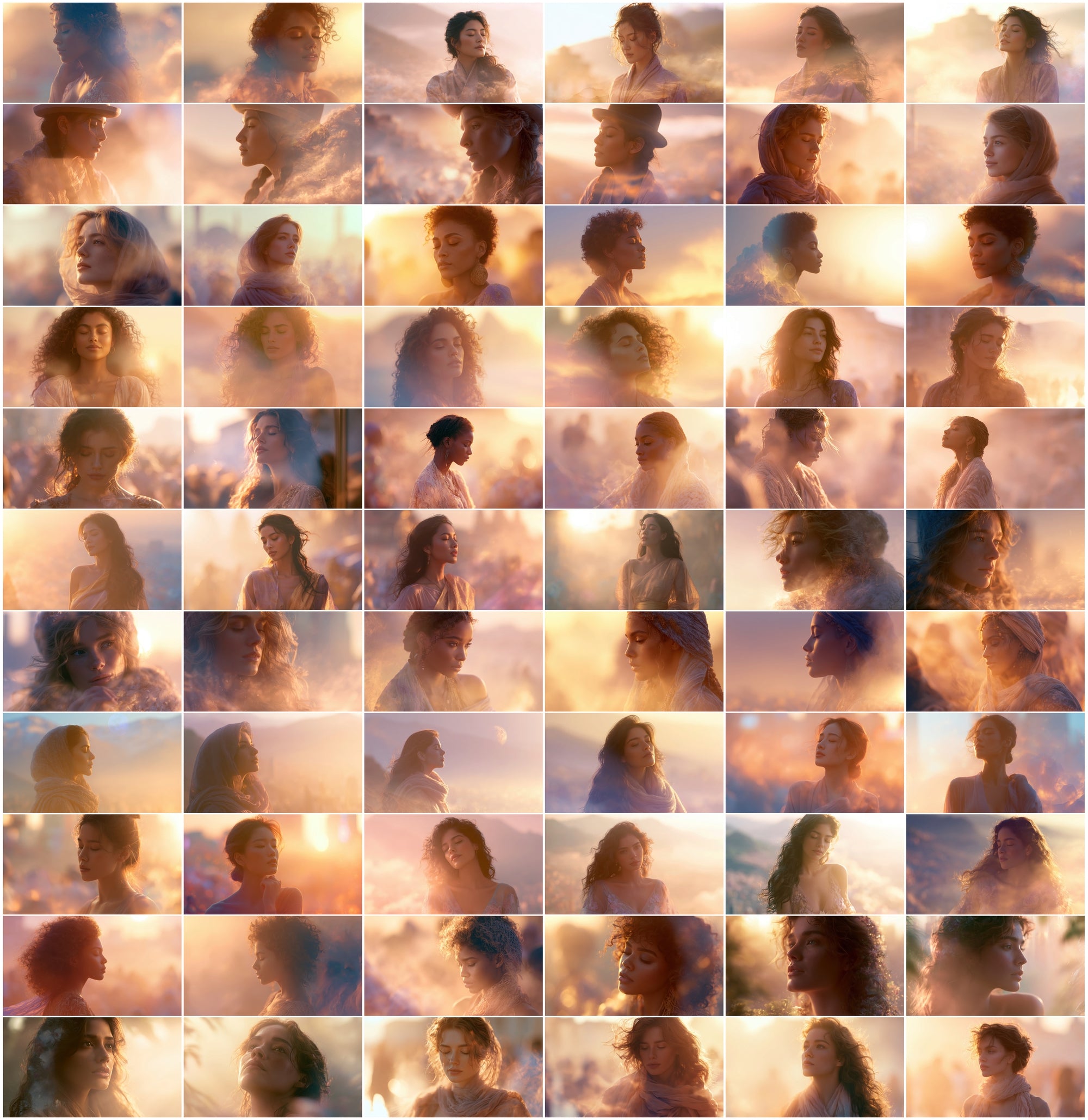 Double Exposure Women Portraits Bundle, 630 Ethereal Cultural JPG Images for Design & Commercial Use