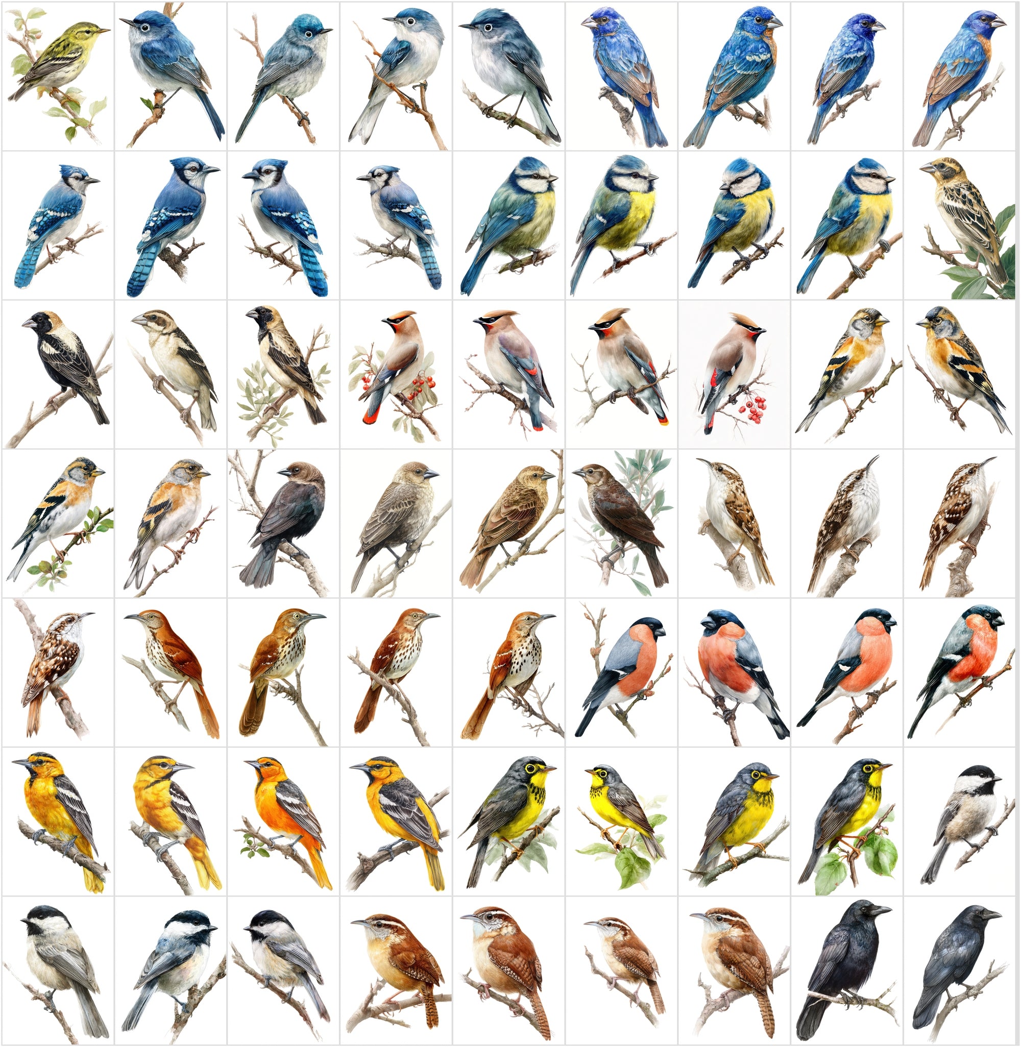 680 Bird Illustrations Bundle – Realistic Birds Clipart