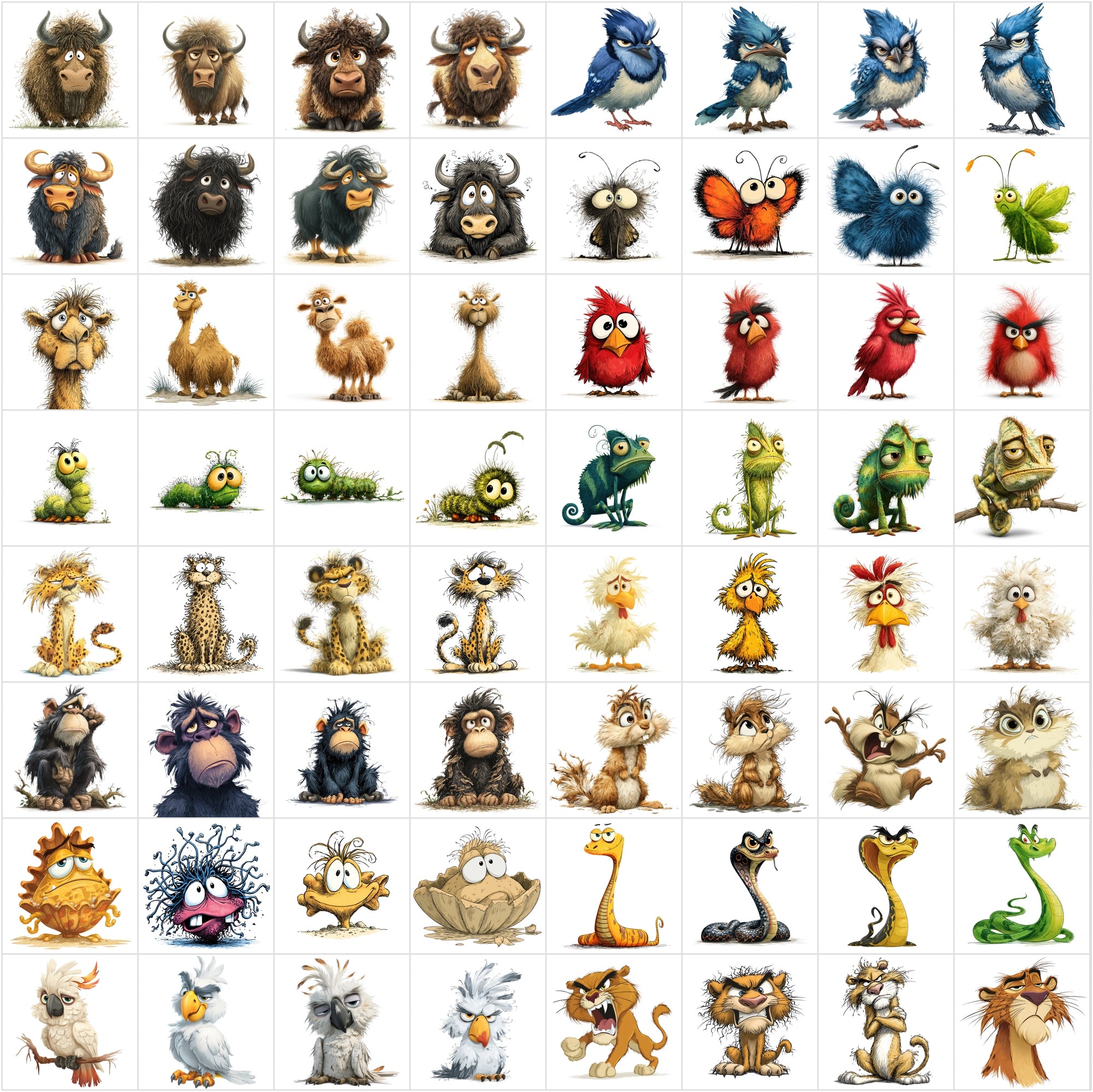 657 Frazzled Animal Cartoon Illustrations