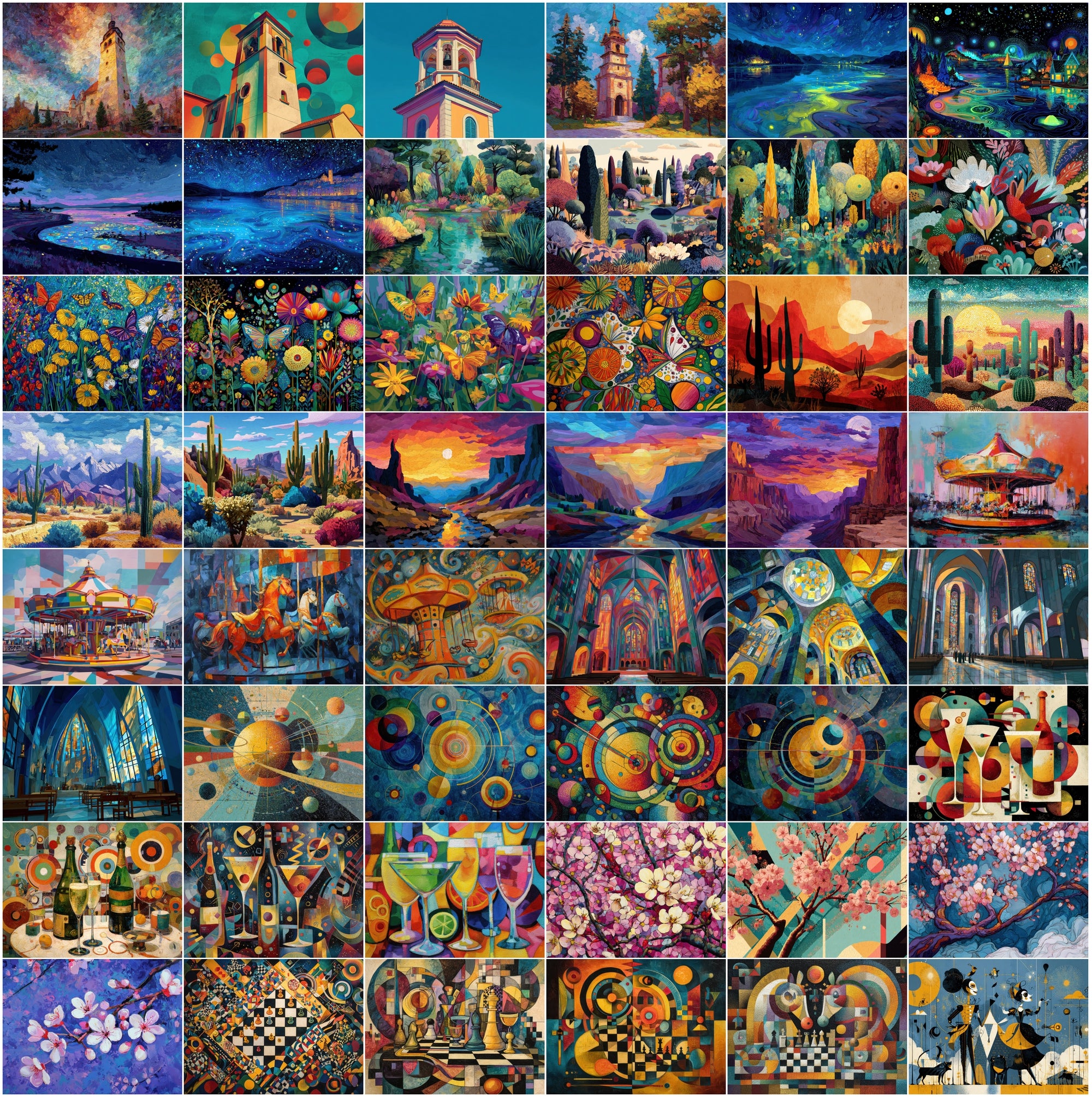 530 Abstract Art Images Bundle, Colorful Printable Wall Art Pack