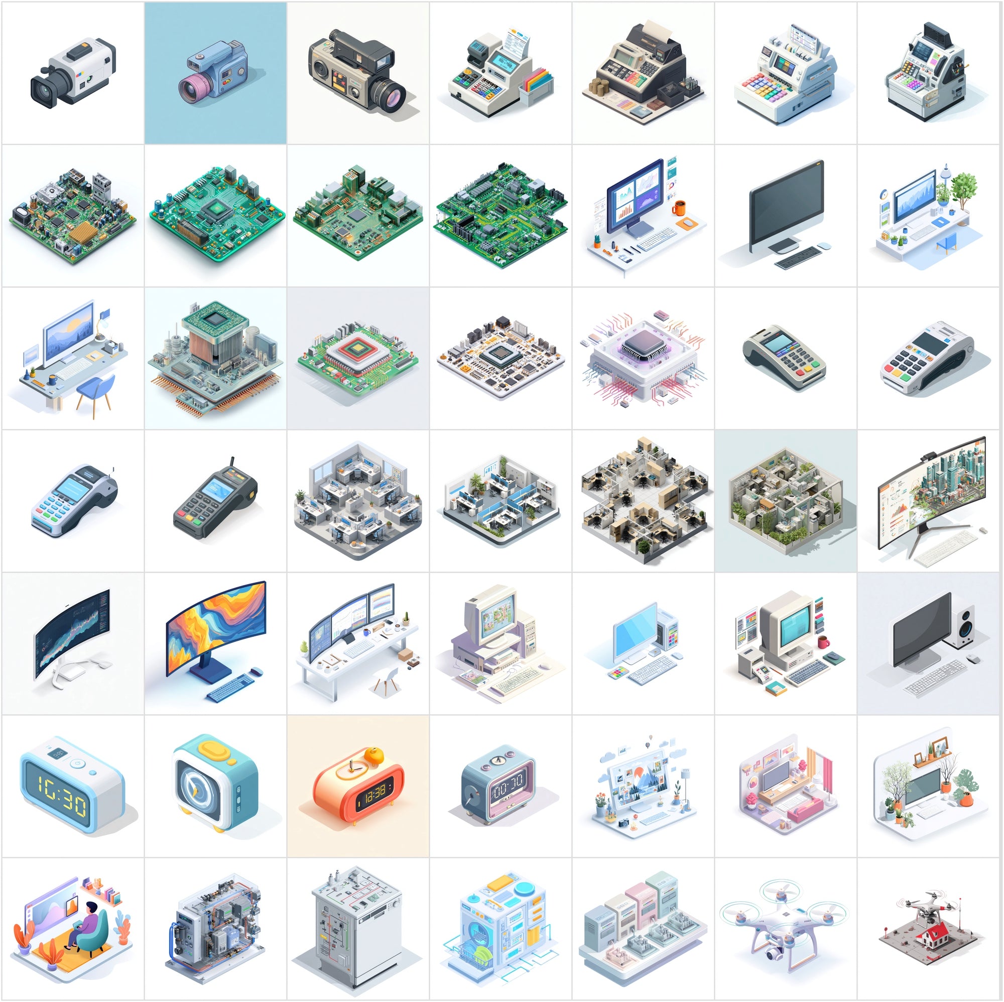 434 Isometric Electronics Illustrations