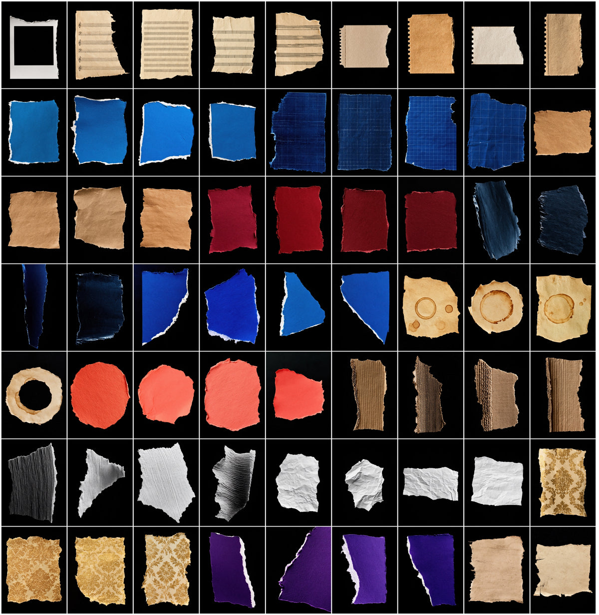 640 Torn Paper Textures Bundle – Ripped Paper Edges & Collage Scraps