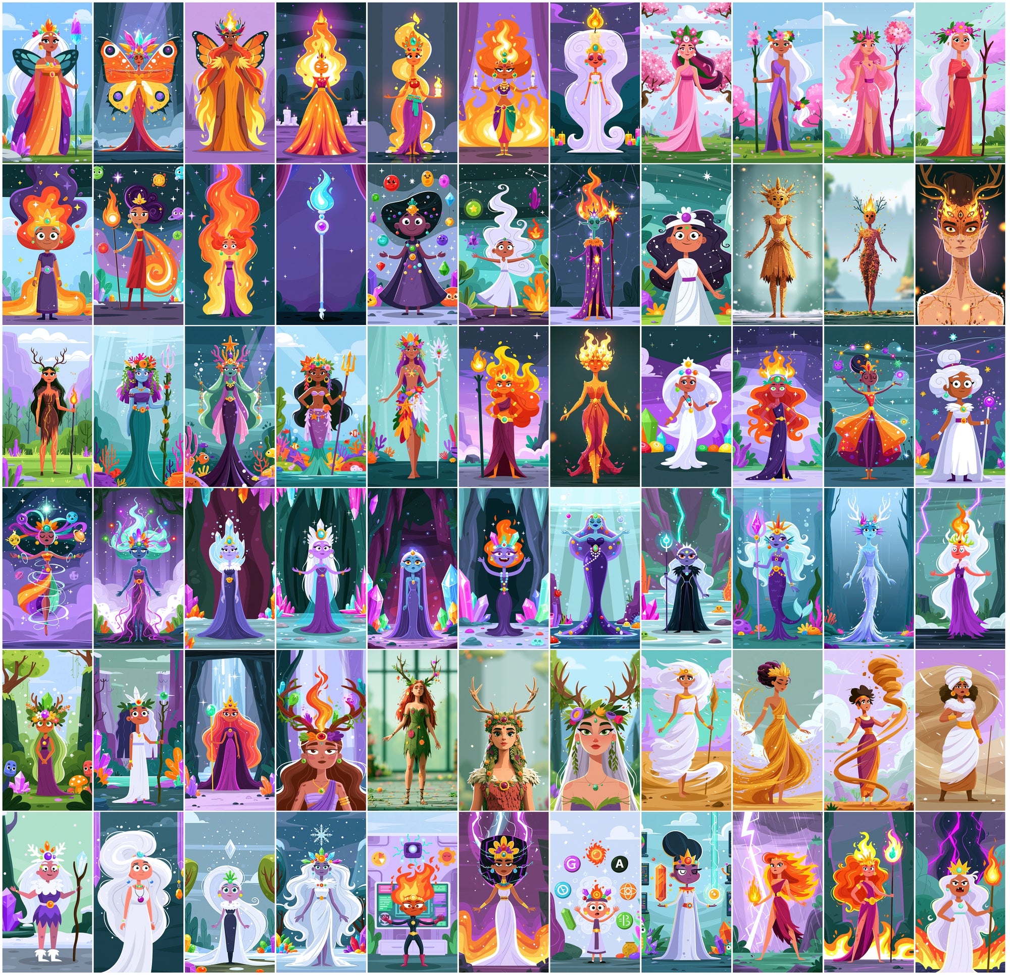 Elemental Goddess AI Art Bundle - 615 Fantasy Digital Images, Commercial Use, High-Res JPG