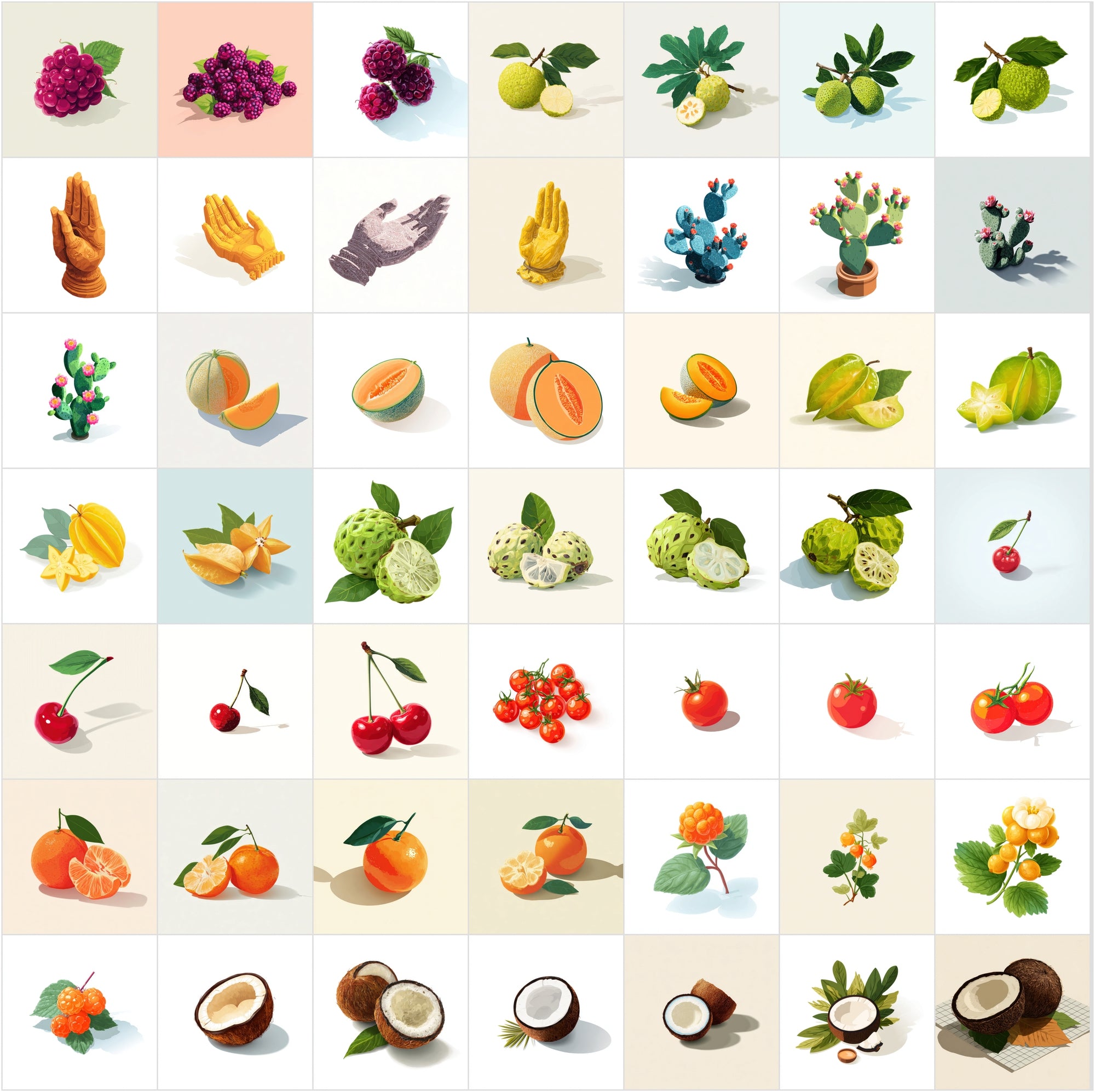 380 Isometric Fruit Illustrations