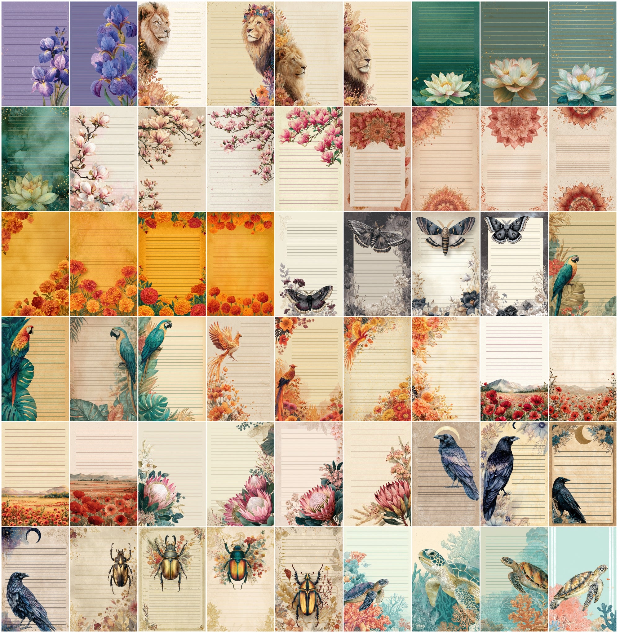 636 Decorative Lined Paper Designs — Boho, Vintage, Cottagecore, Modern Styles for Journals, Planners and Printables