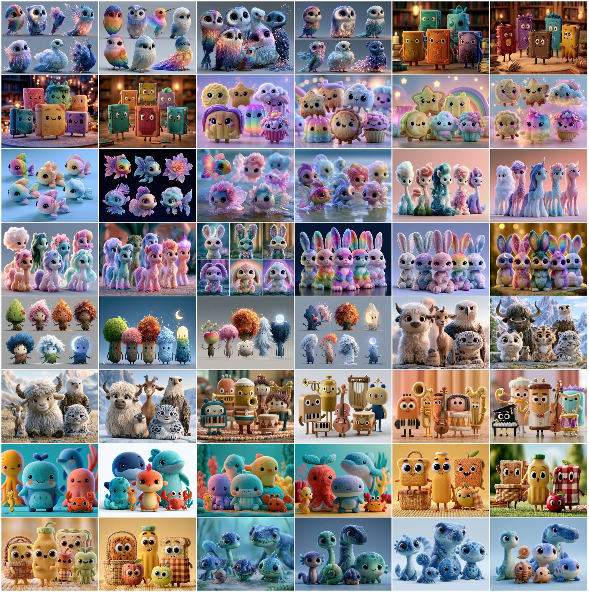 635 Cute Friendship Characters JPG Bundle – Kids, Best Friends & Animated Clipart with Commercial License