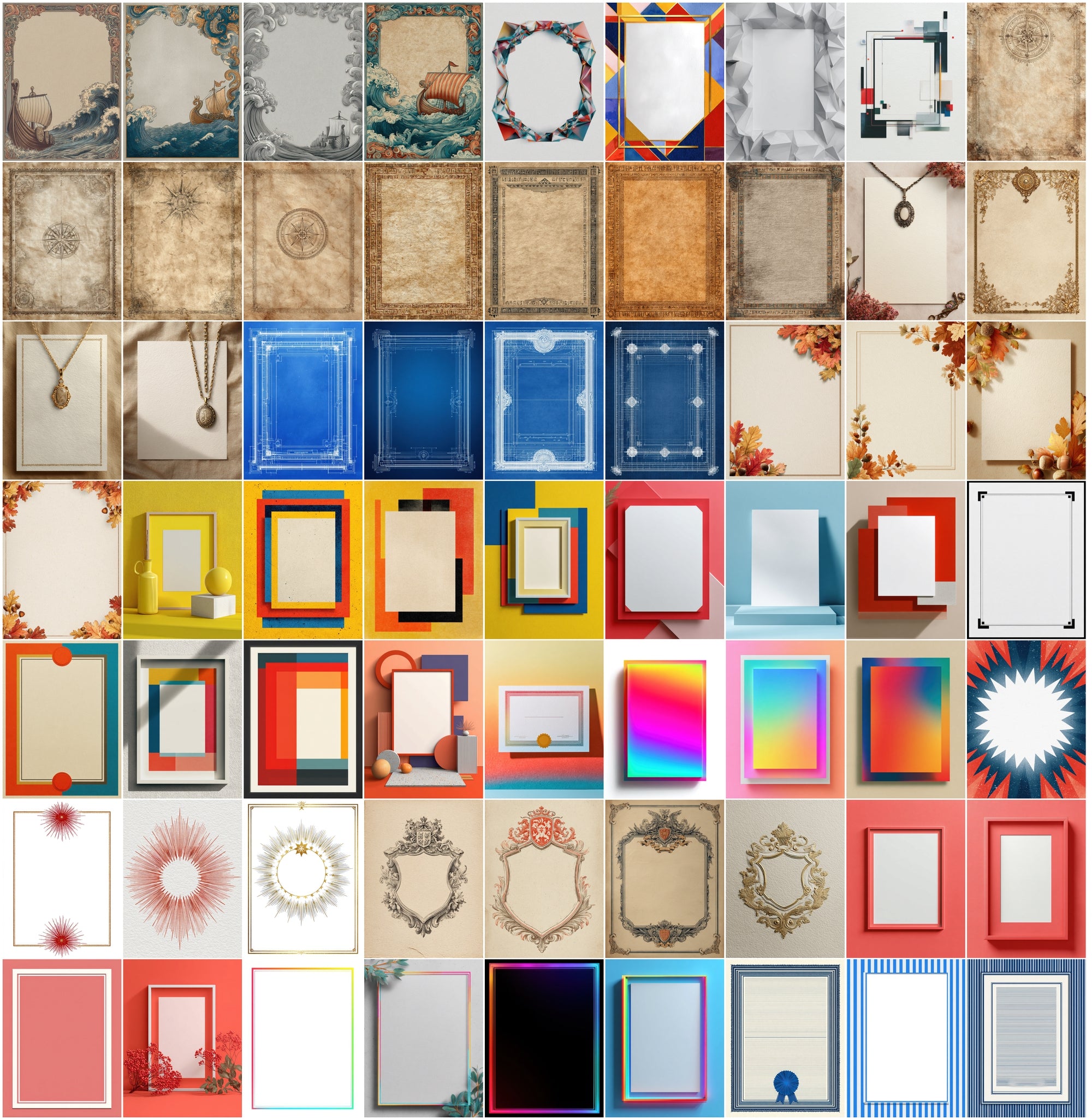 637 Blank Certificate Mockup Bundle, Commercial License, Gold Foil Borders, Vintage & Modern Designs, Printable Templates