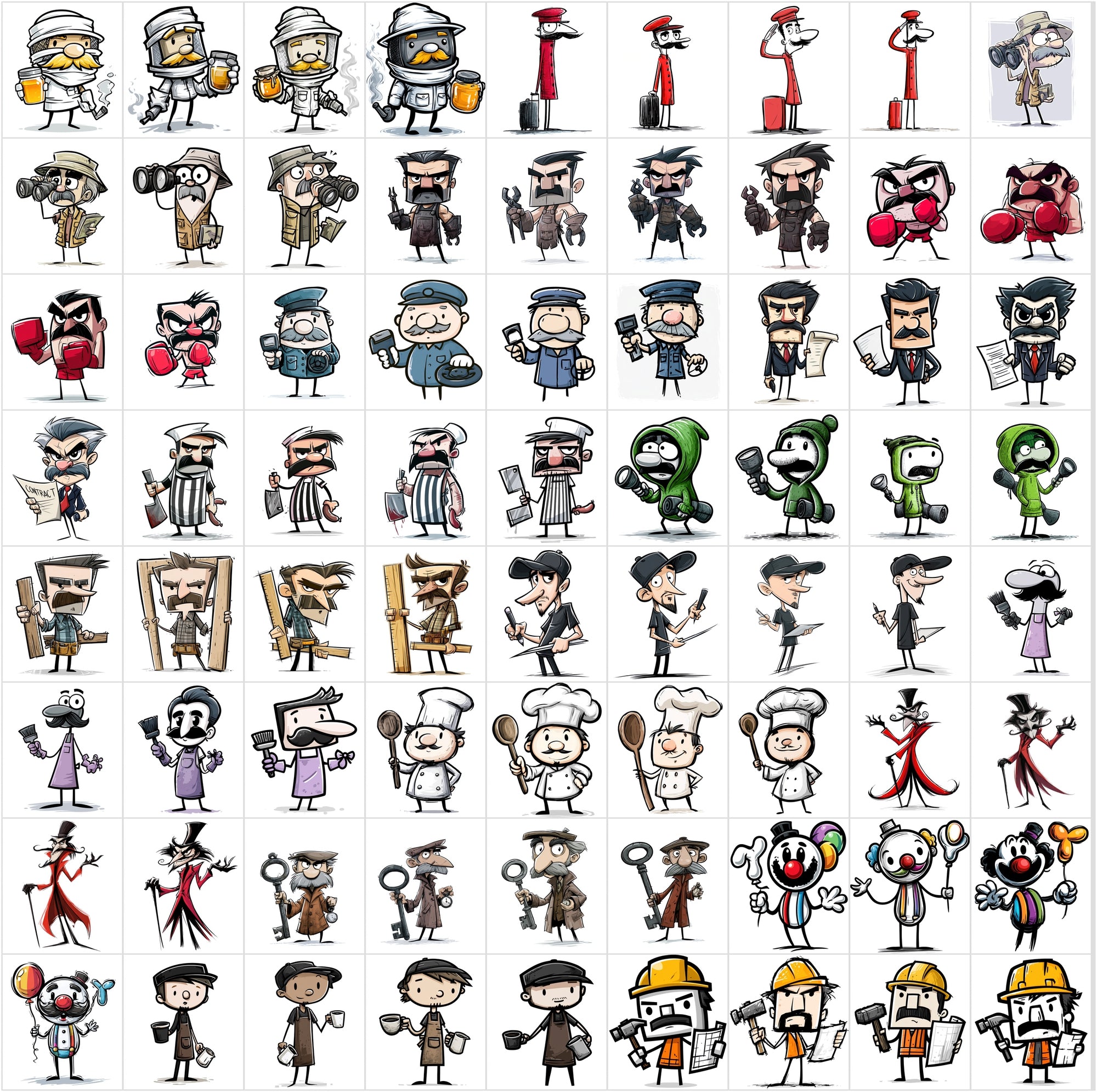 630 Funny Animal Cartoon Clipart Bundle, Cute Character JPG Images