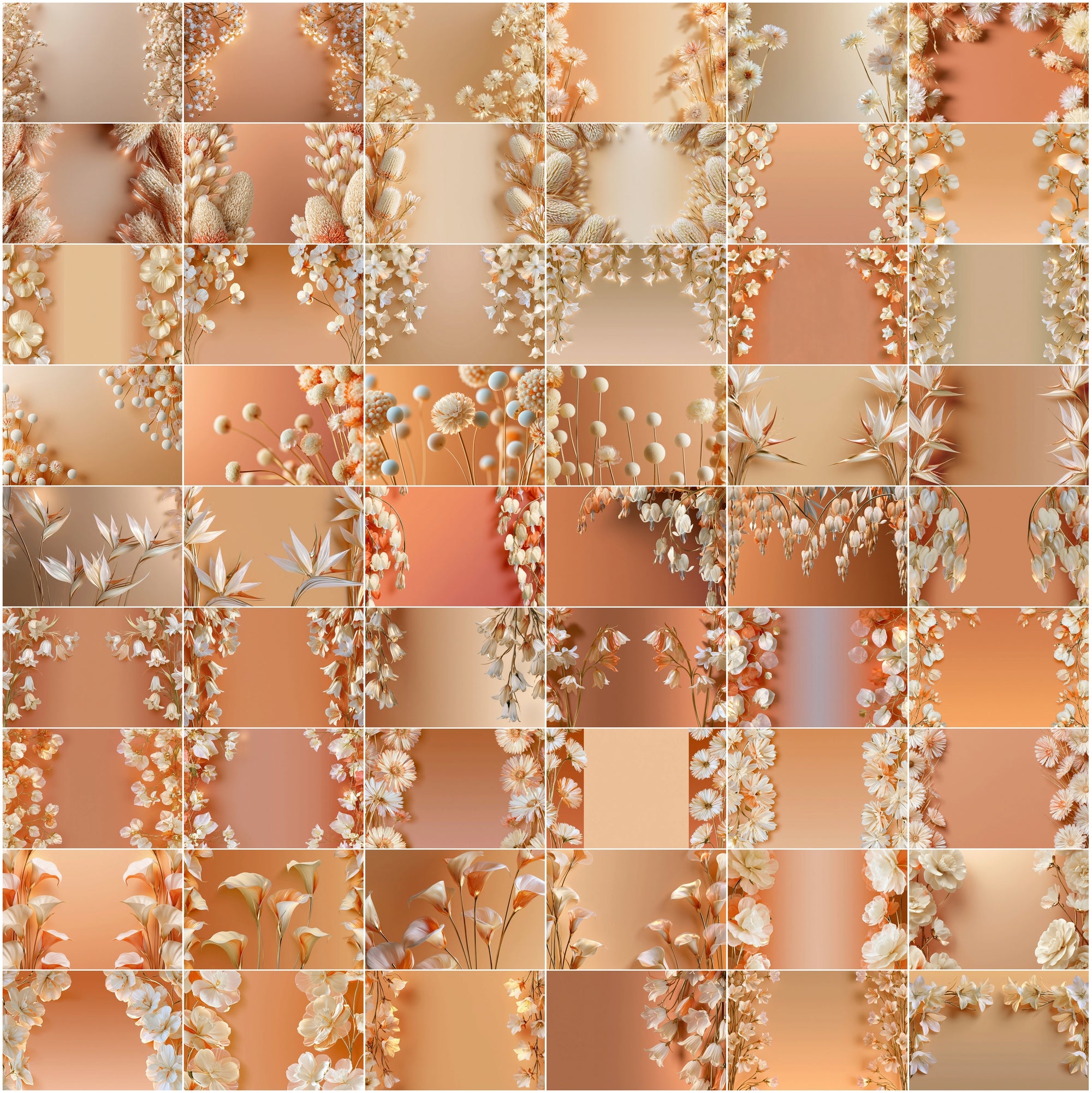640 Floral Background Images, Elegant Flower JPG Bundle for Invitations, Branding, Scrapbooking & Commercial Use