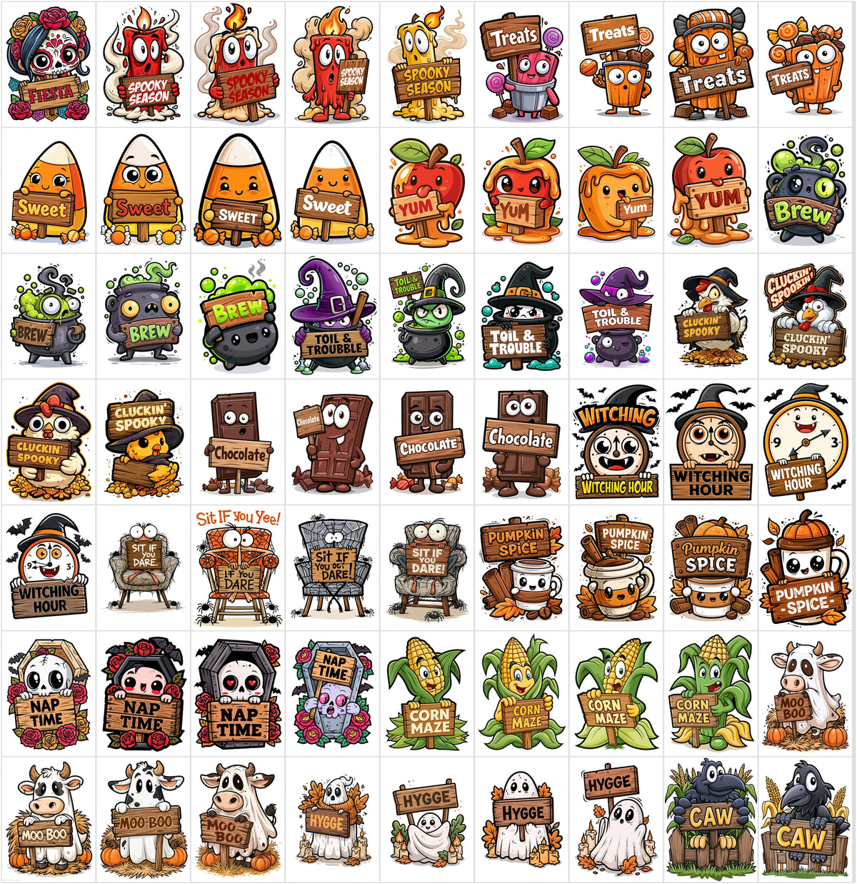 625 Cute Halloween Cartoon Illustrations Bundle – Bold Vector-Style Clipart