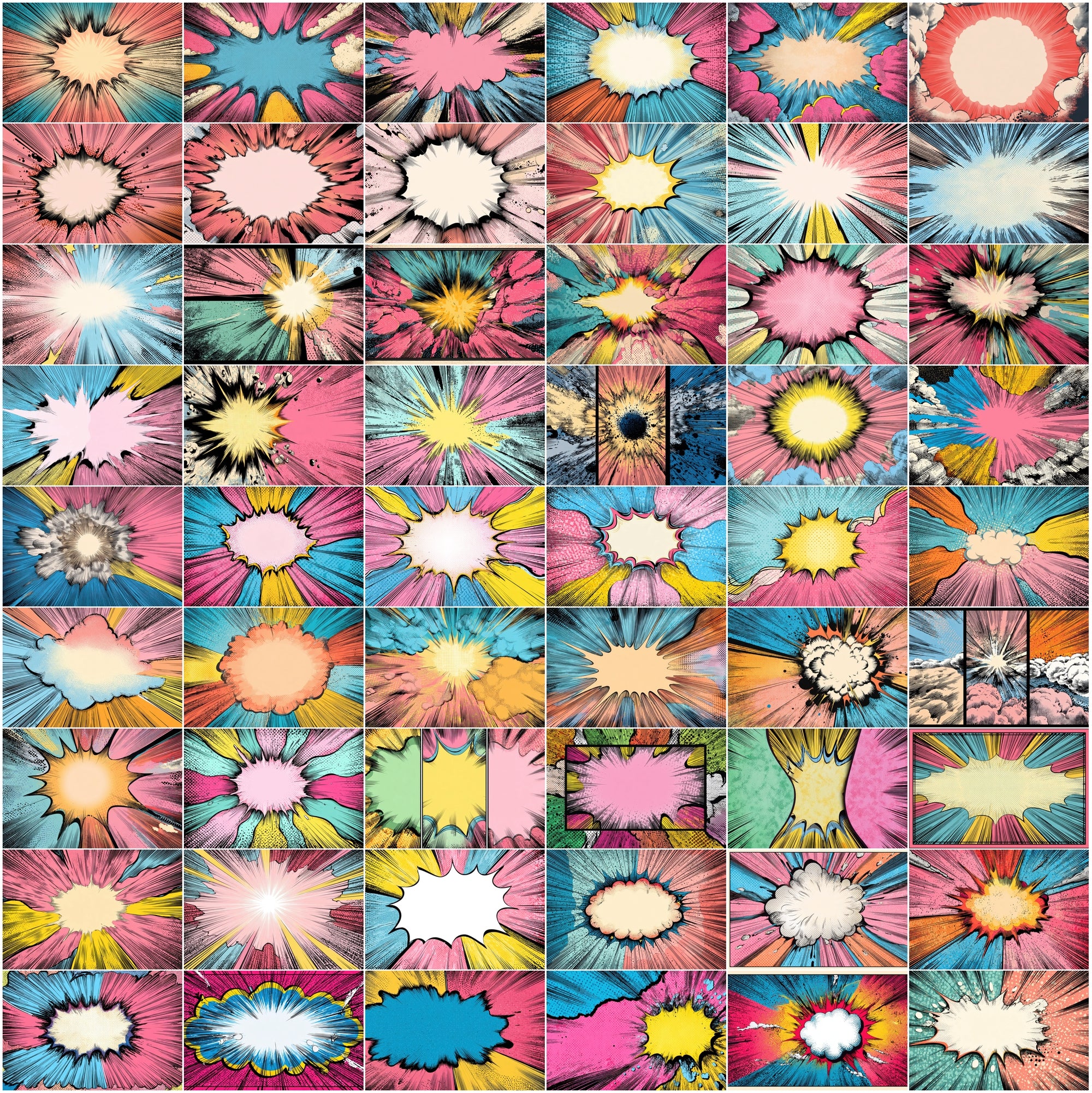 635 Comic Art Backgrounds – High-Resolution Retro Pop Art Explosions