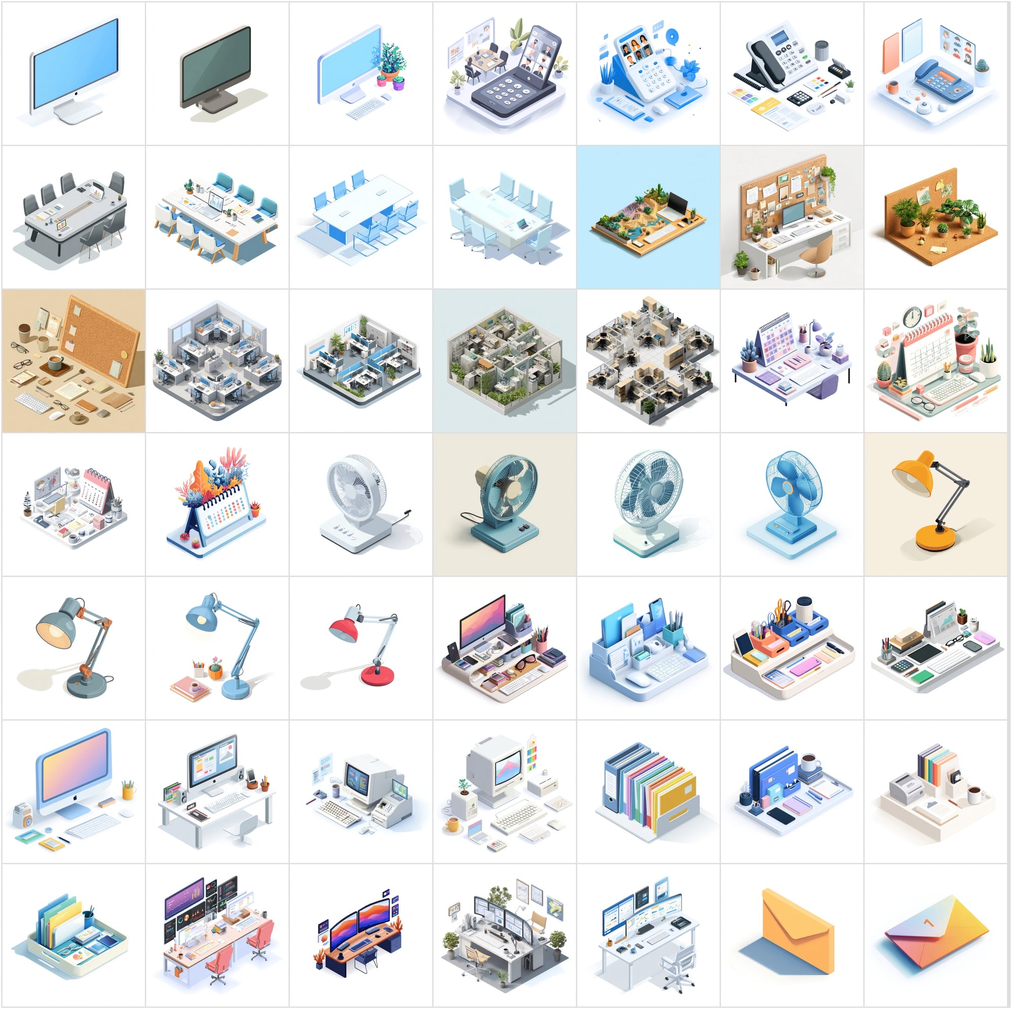 430 Isometric Office Illustrations