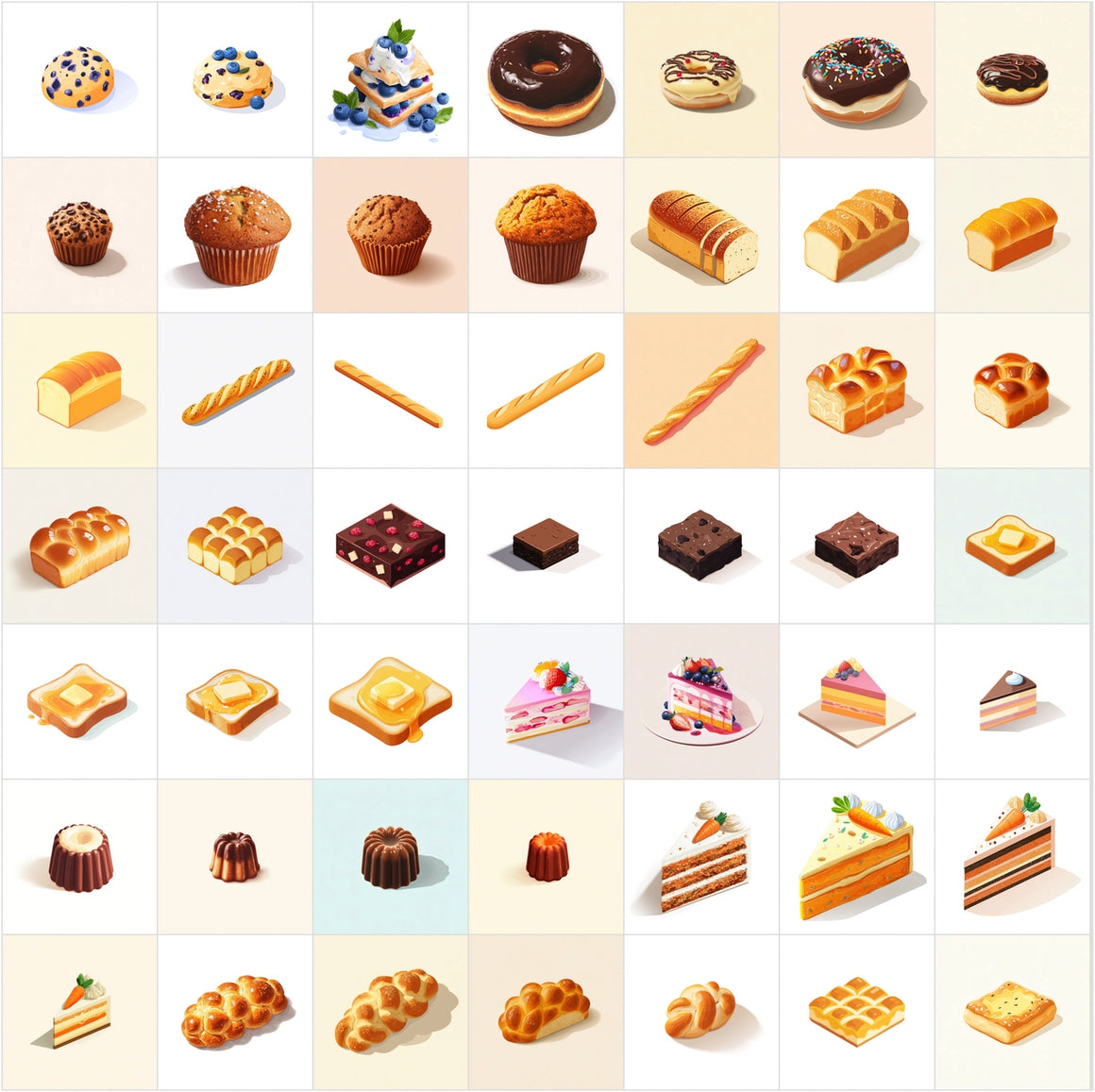 396 Isometric Bakery Clipart Bundle