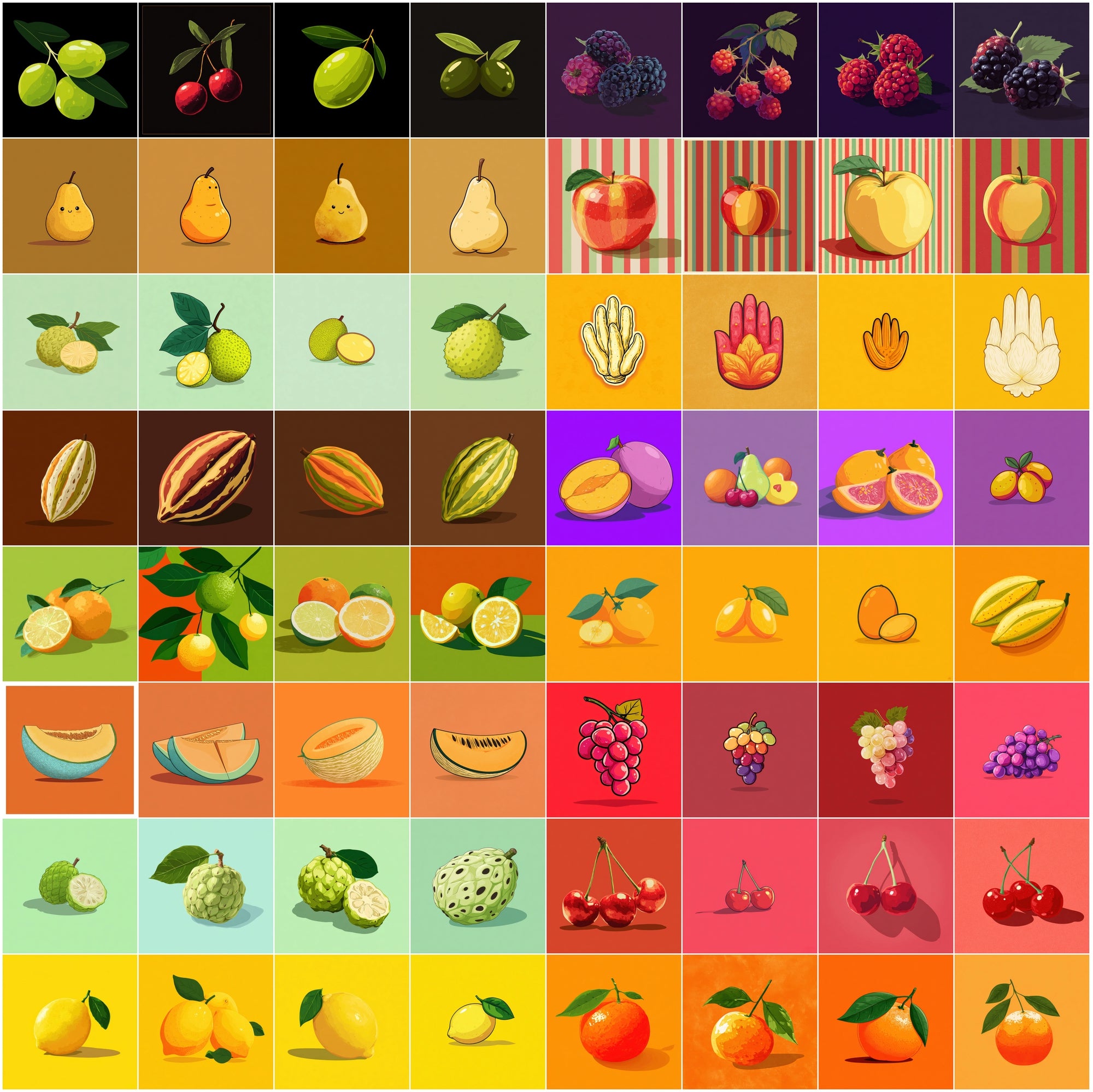 610 Fruit Images Bundle | Colorful Fruit Illustrations