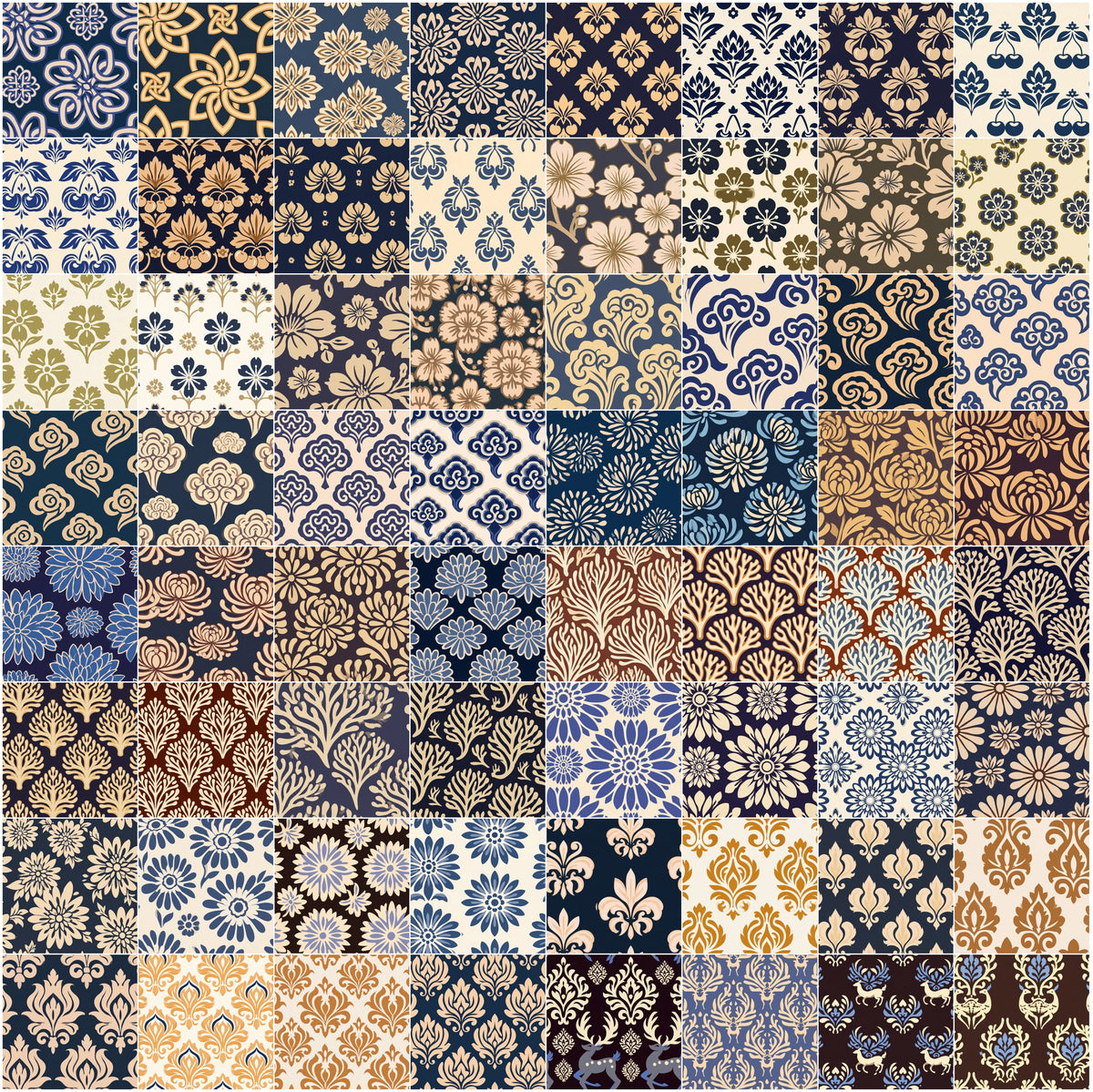 620 Seamless Patterns Bundle – Two-Color Vector Textile Designs, Tileable JPG & Photoshop PAT, Commercial License
