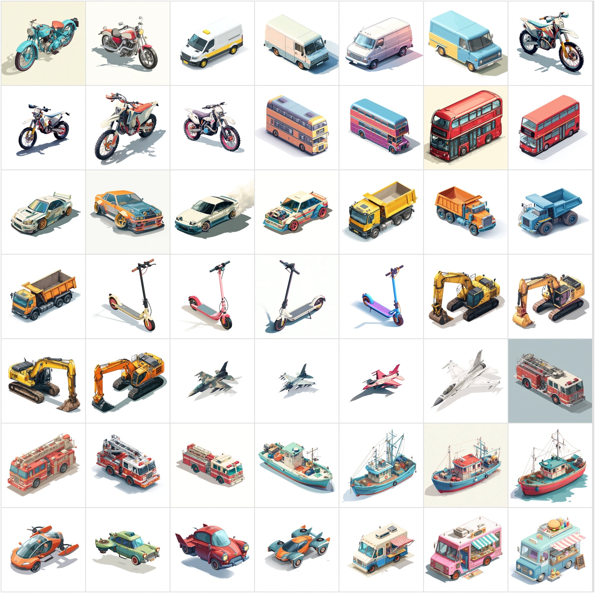 435 Isometric Vehicle Illustrations