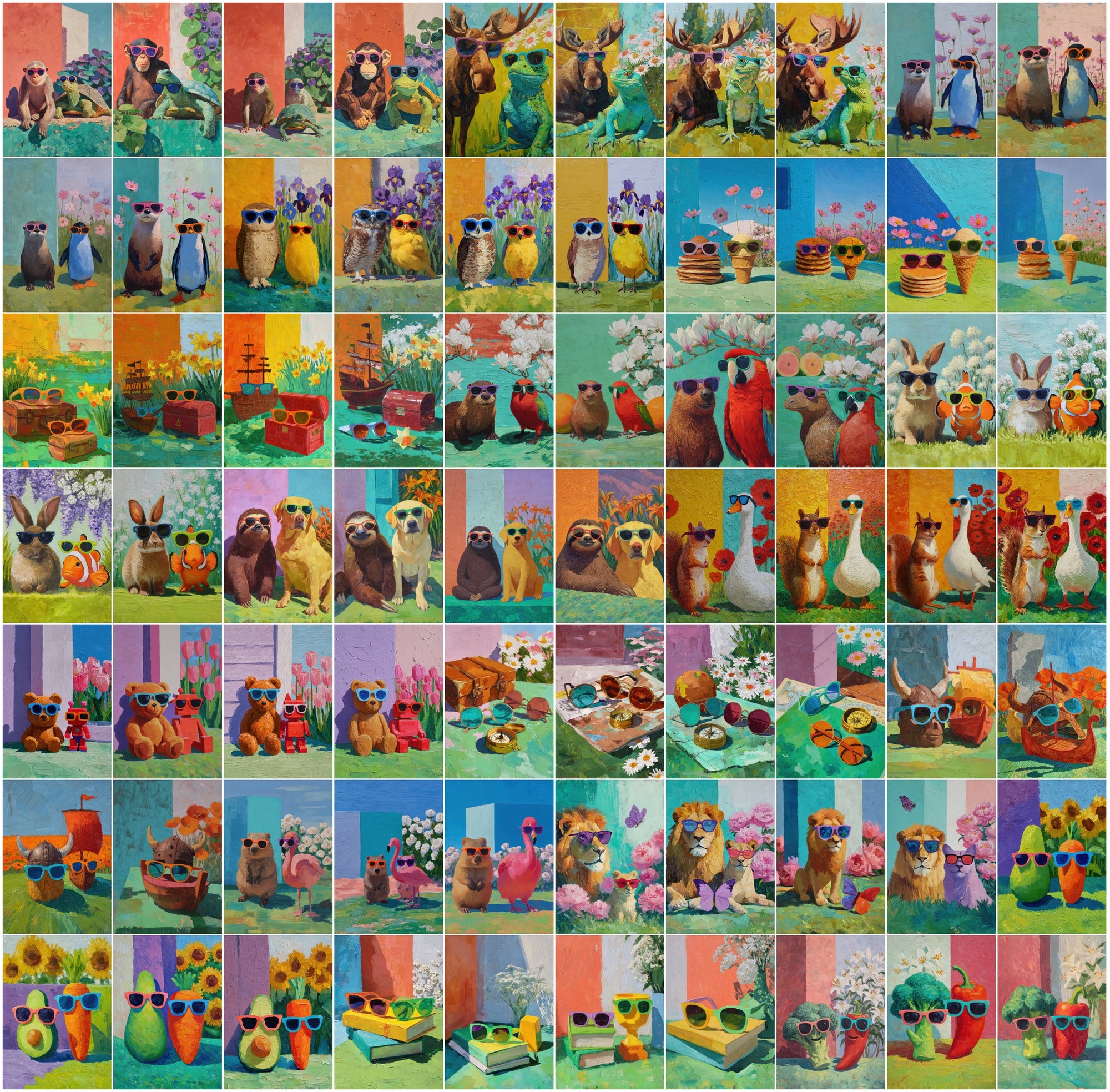 630 Whimsical Oil Painting Animal JPGs