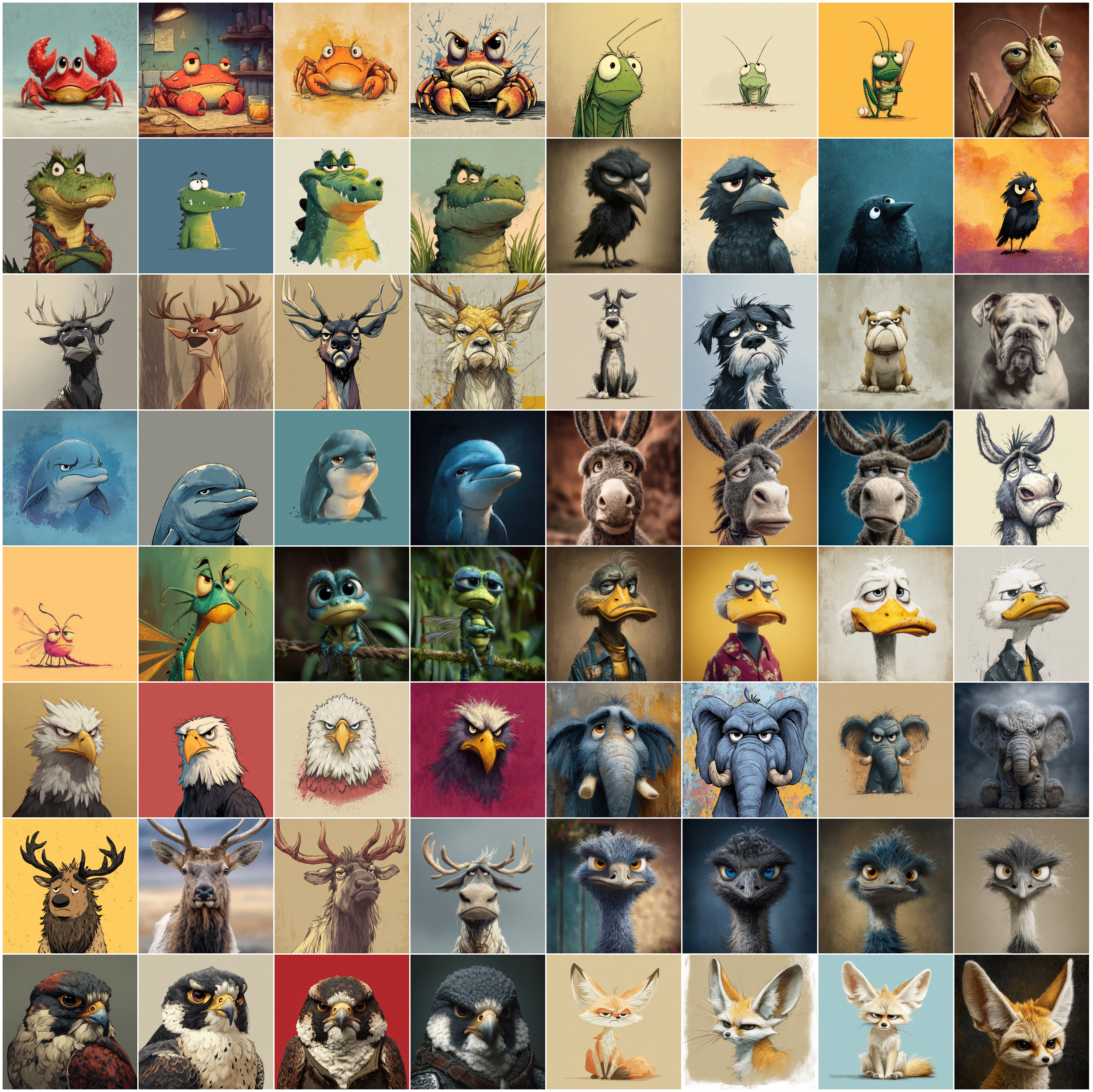 630 Sad and Grumpy Animals Digital Clipart