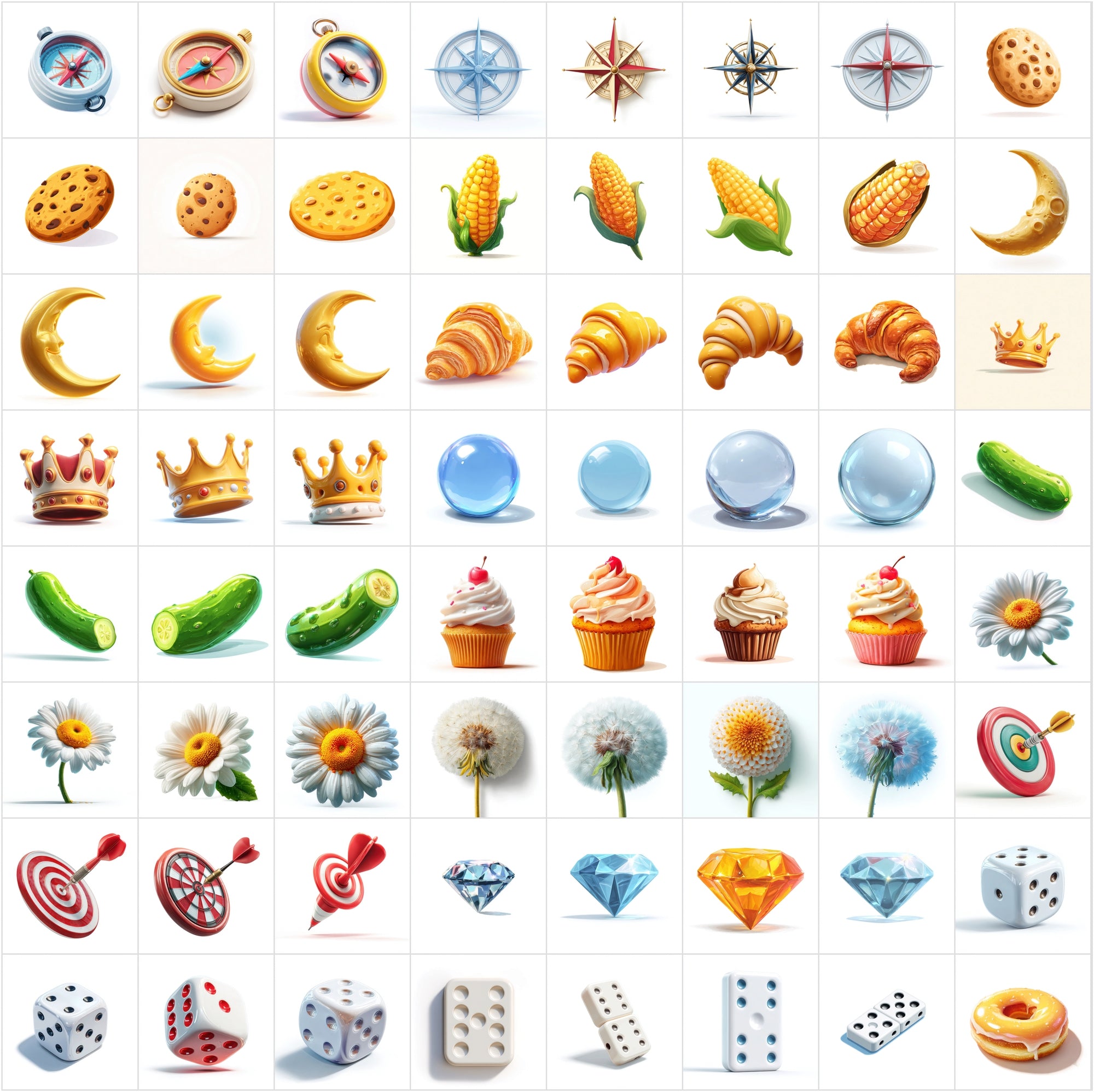 Cartoon Icon Clipart Bundle – 630 Cute JPG Icons for Crafts, POD, Stickers & Digital Designs