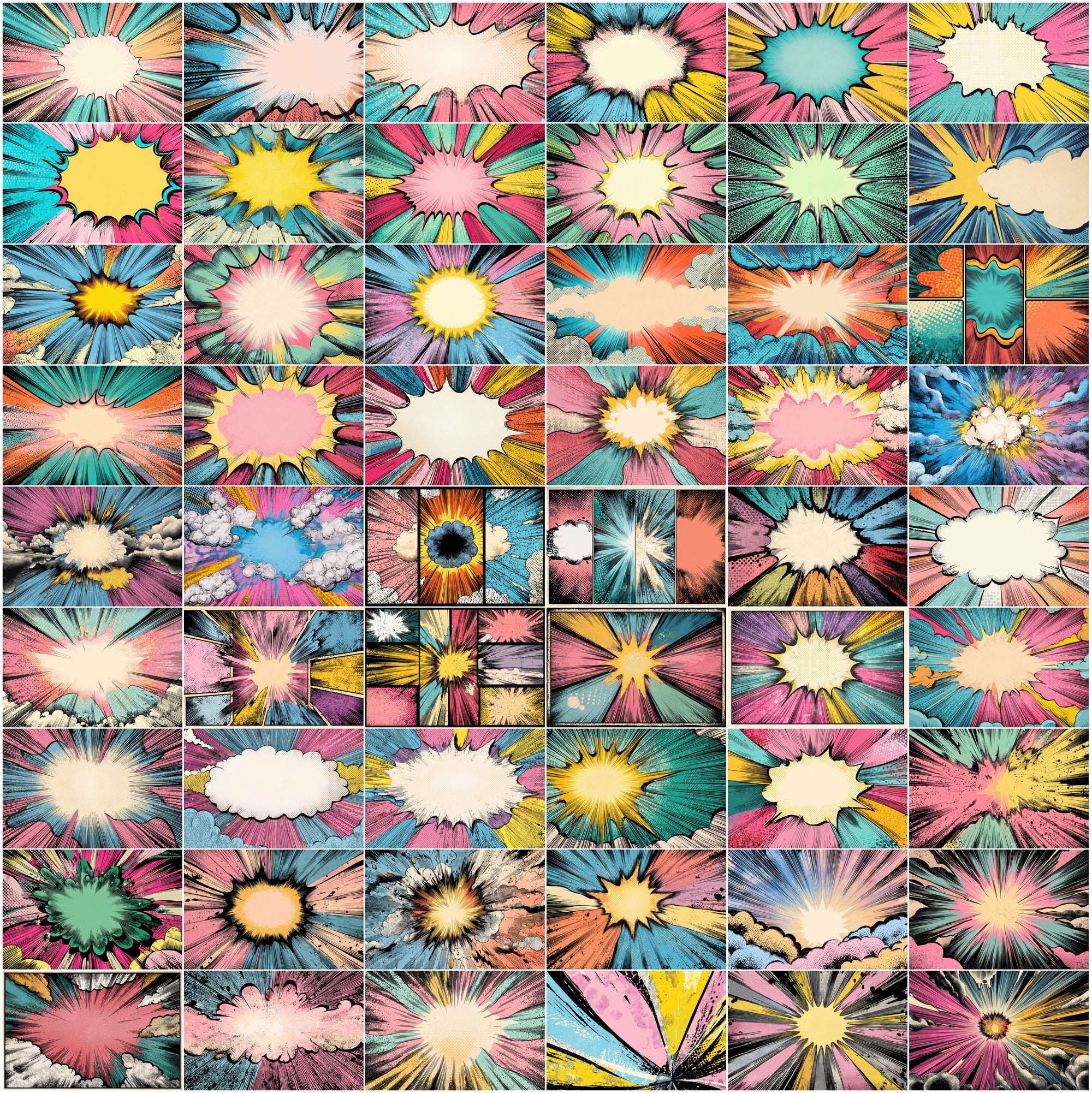635 Comic Art Backgrounds – High-Resolution Retro Pop Art Explosions