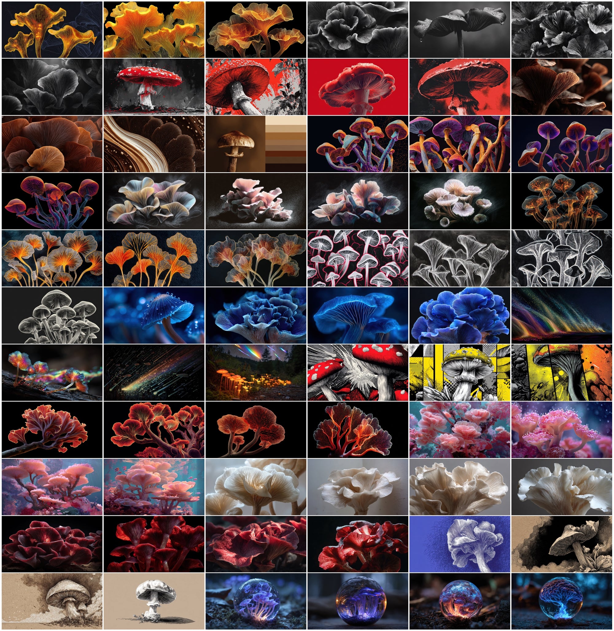 950 Psychedelic Mushroom Images Bundle – Bioluminescent Neon Art Pack