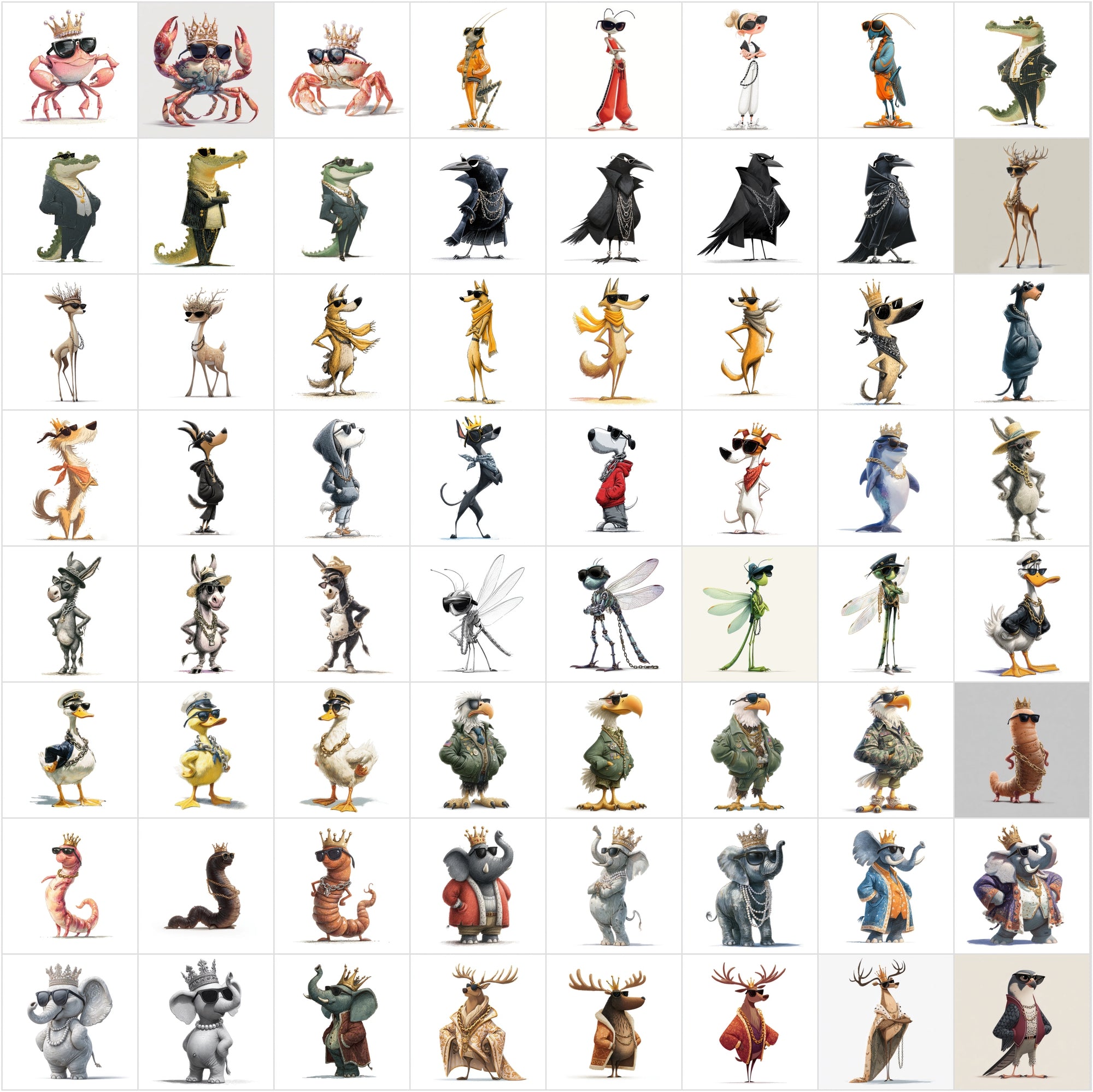 615+ Animal Clipart Mega Bundle, High-Res JPGs, Commercial Use, Vibrant Cartoon Animals for Sublimation, Stickers & Web Design