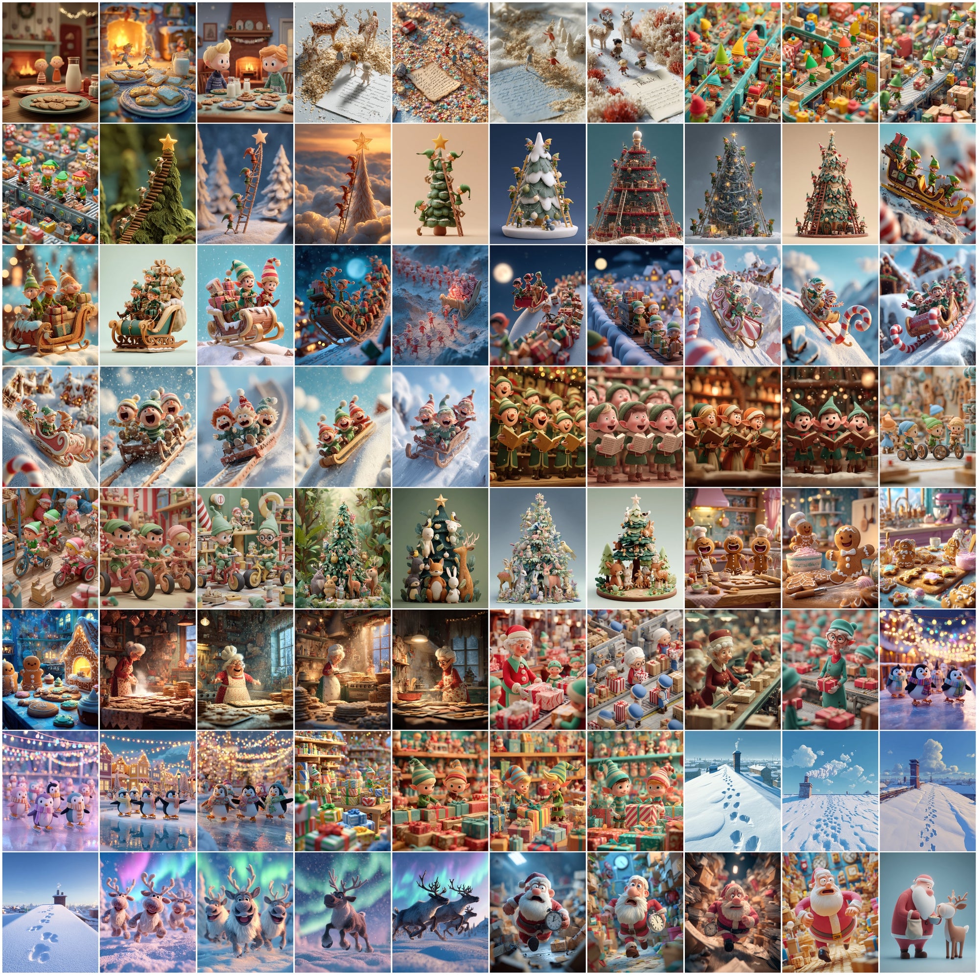 630 Christmas Images Bundle – 3D Cartoon Holiday Graphics, Commercial Use JPGs, Festive Winter Clipart Set