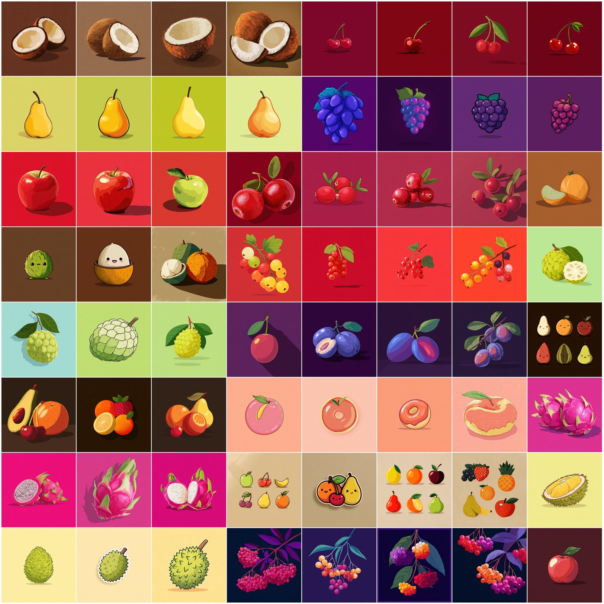 610 Fruit Images Bundle | Colorful Fruit Illustrations