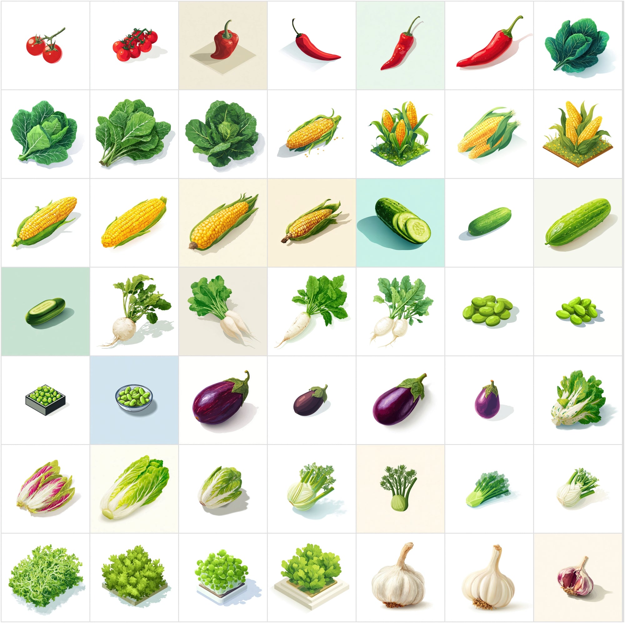 399 Isometric Vegetable Illustrations