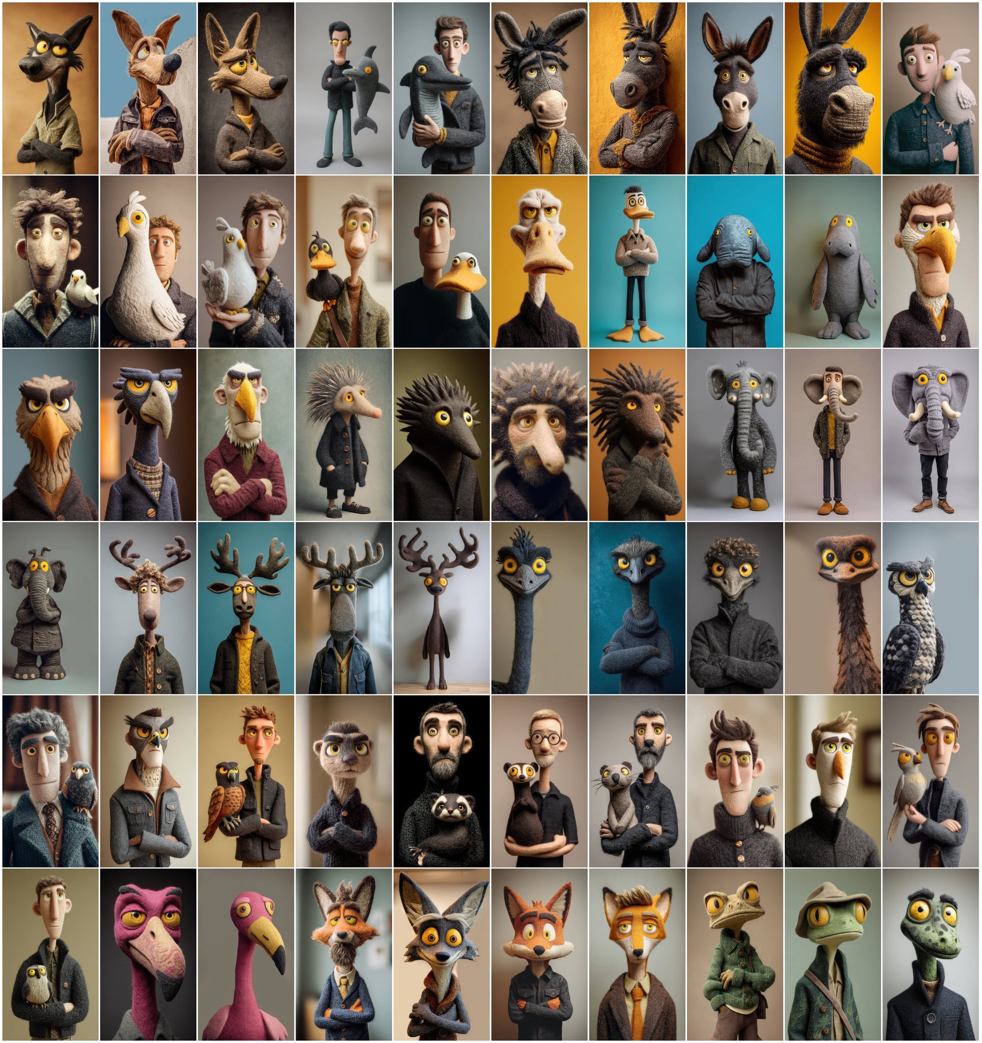 530 Felt Style Animal Portrait Images Bundle