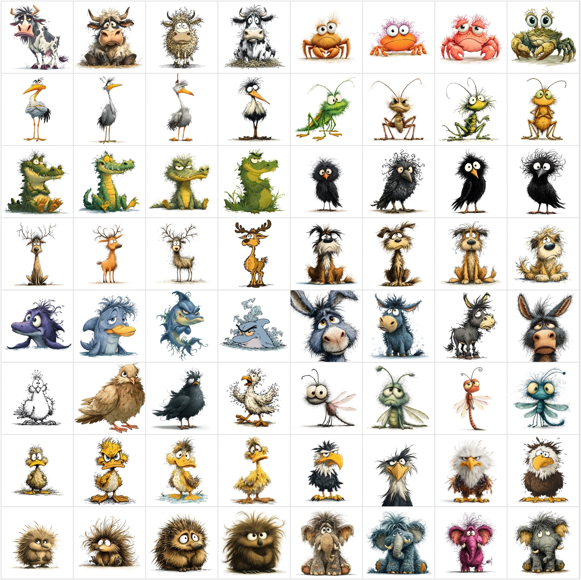 657 Frazzled Animal Cartoon Illustrations