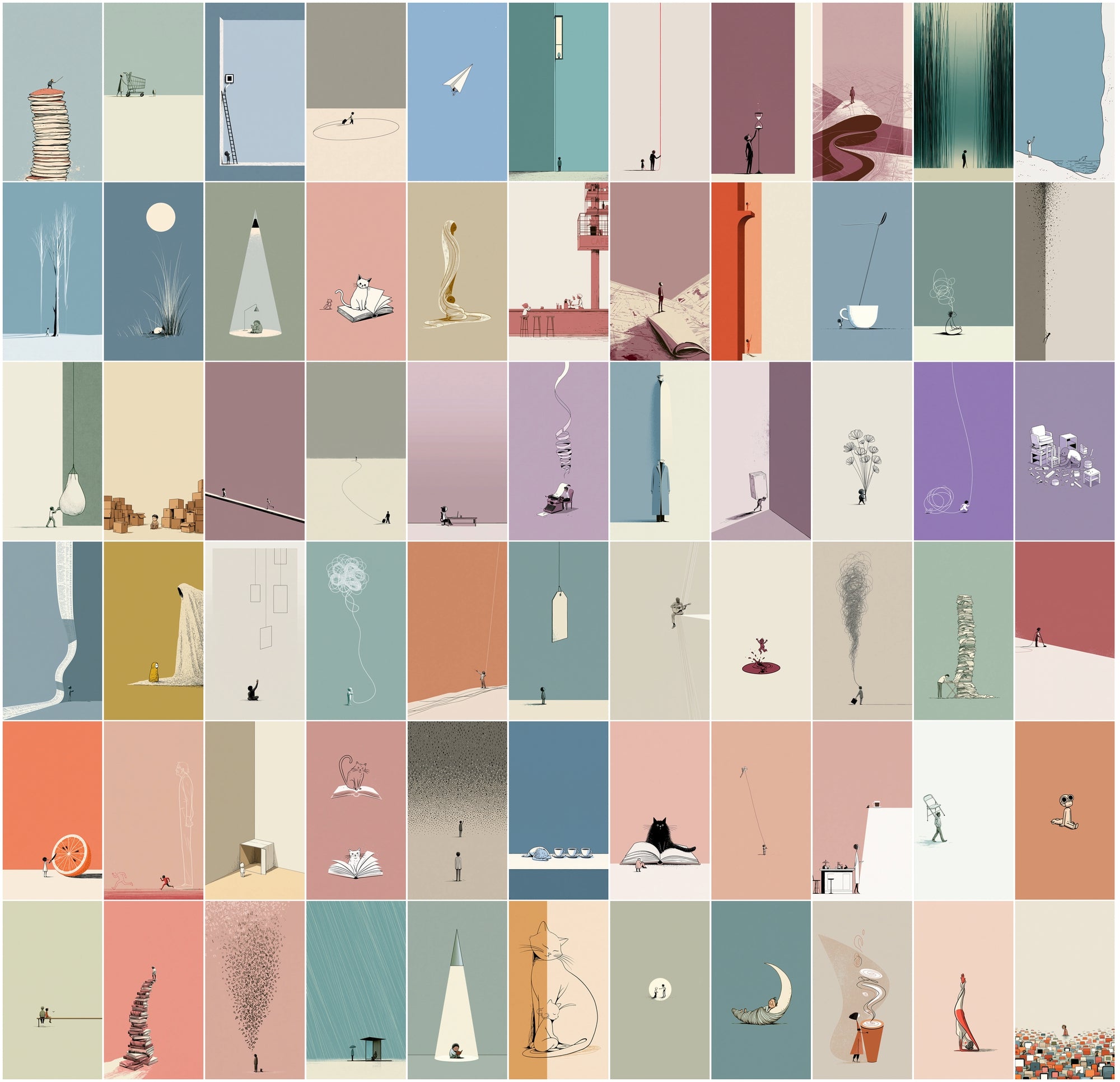 630 Minimalist Line Art Illustrations | Editorial Vertical Wall Art Bundle