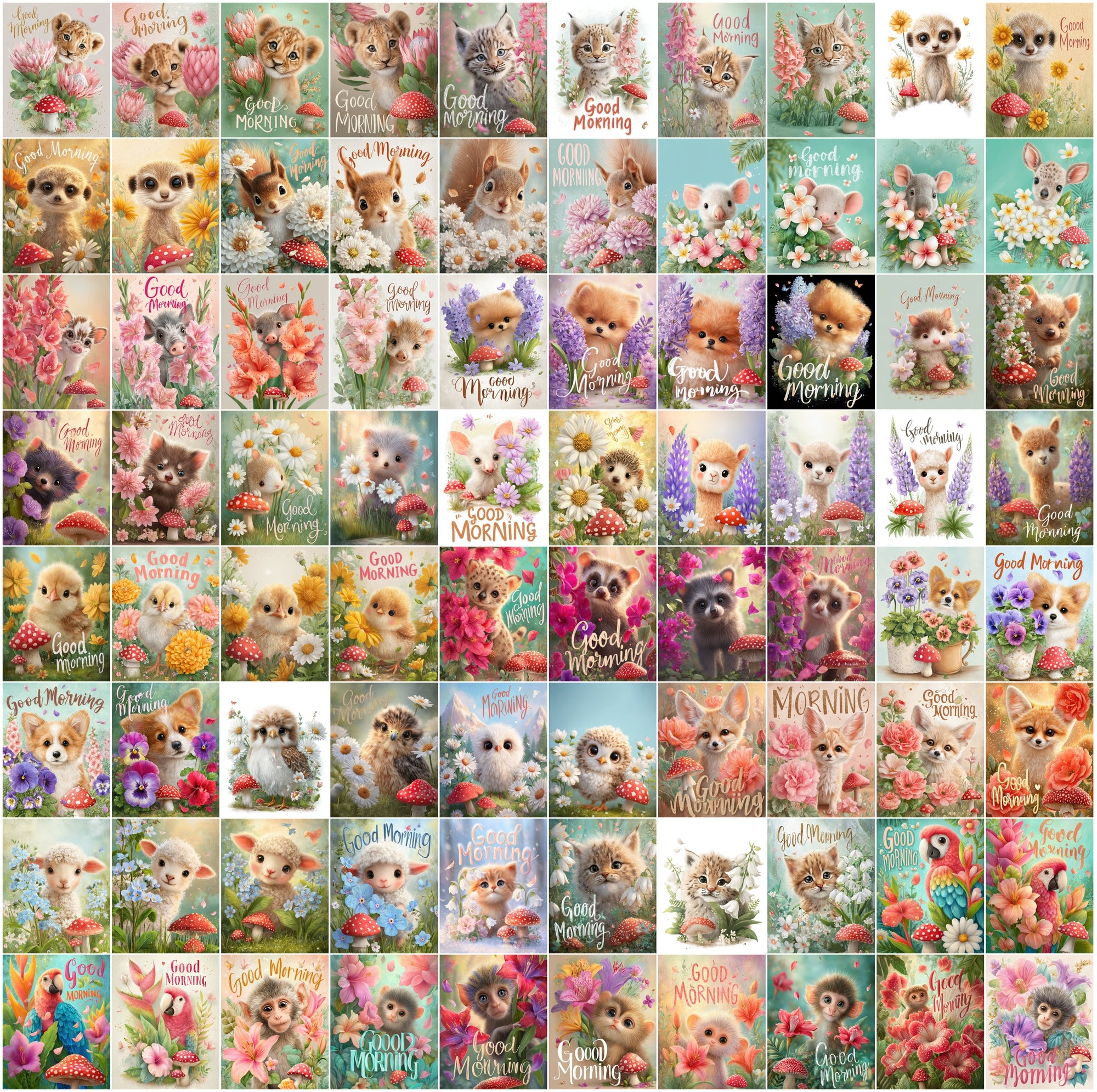635 Whimsical Animal & Flower Images, High-Res Digital Download