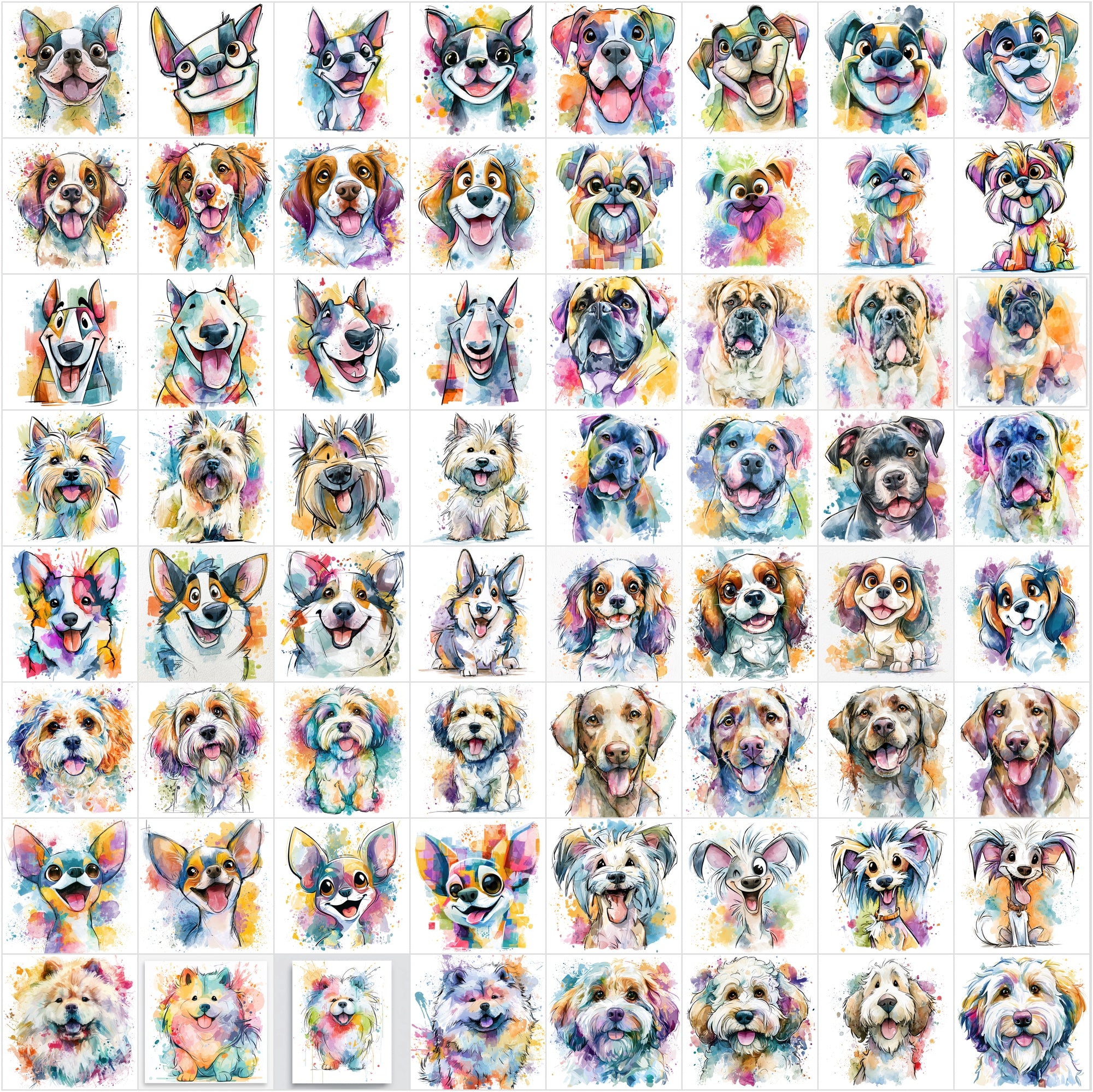 650 Dog Clipart Images – Cute Dog Breeds JPG Bundle with Commercial License