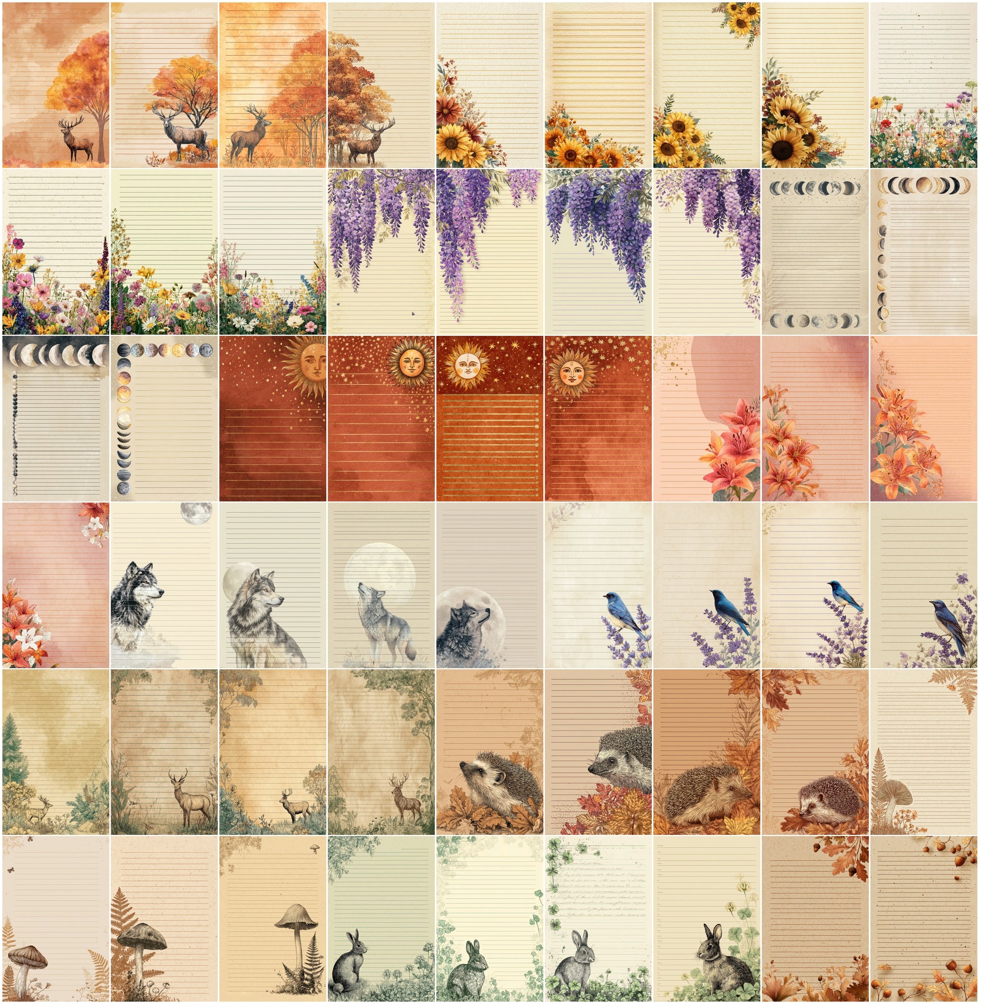 636 Decorative Lined Paper Designs — Boho, Vintage, Cottagecore, Modern Styles for Journals, Planners and Printables
