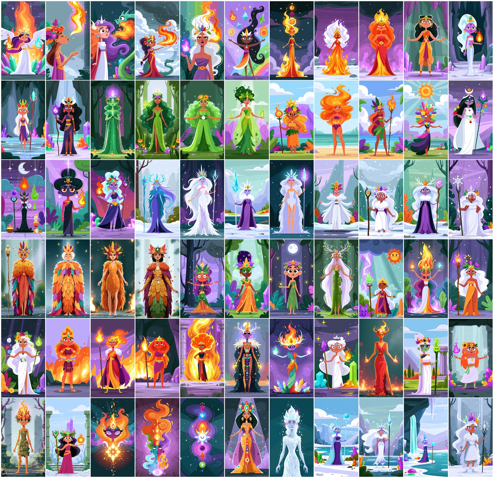 Elemental Goddess AI Art Bundle - 615 Fantasy Digital Images, Commercial Use, High-Res JPG