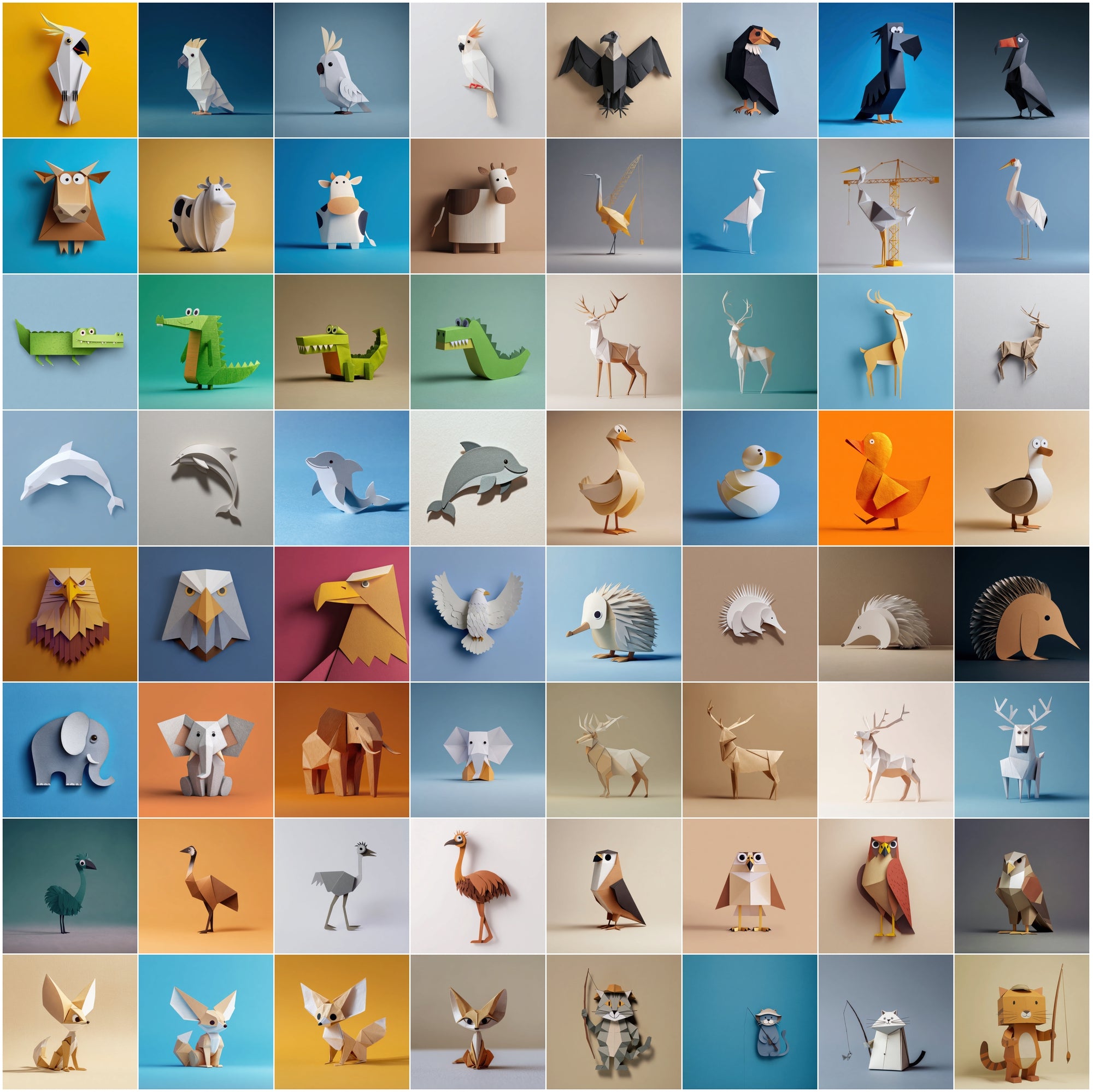 635 Paper Animal Clipart Bundle | Cartoon Minimalist Art